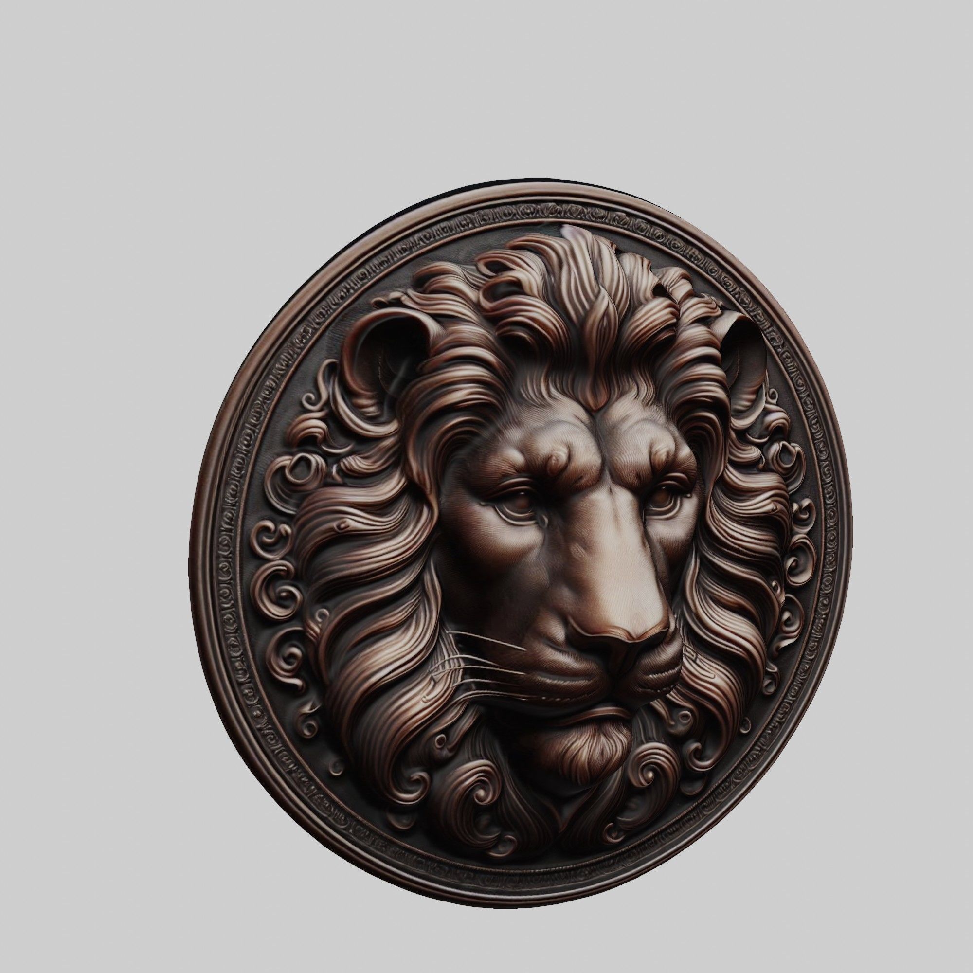 Lion Animal Lion Animal Medallion  3D print model_1