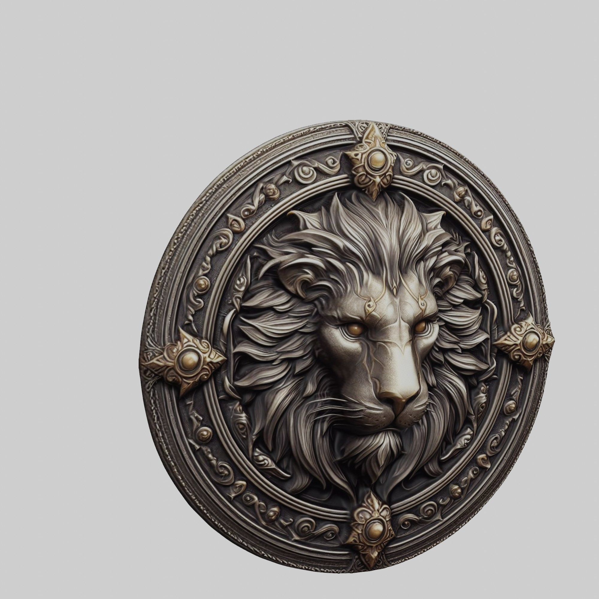 Lion Animal Lion Animal Medallion  3D print model_1
