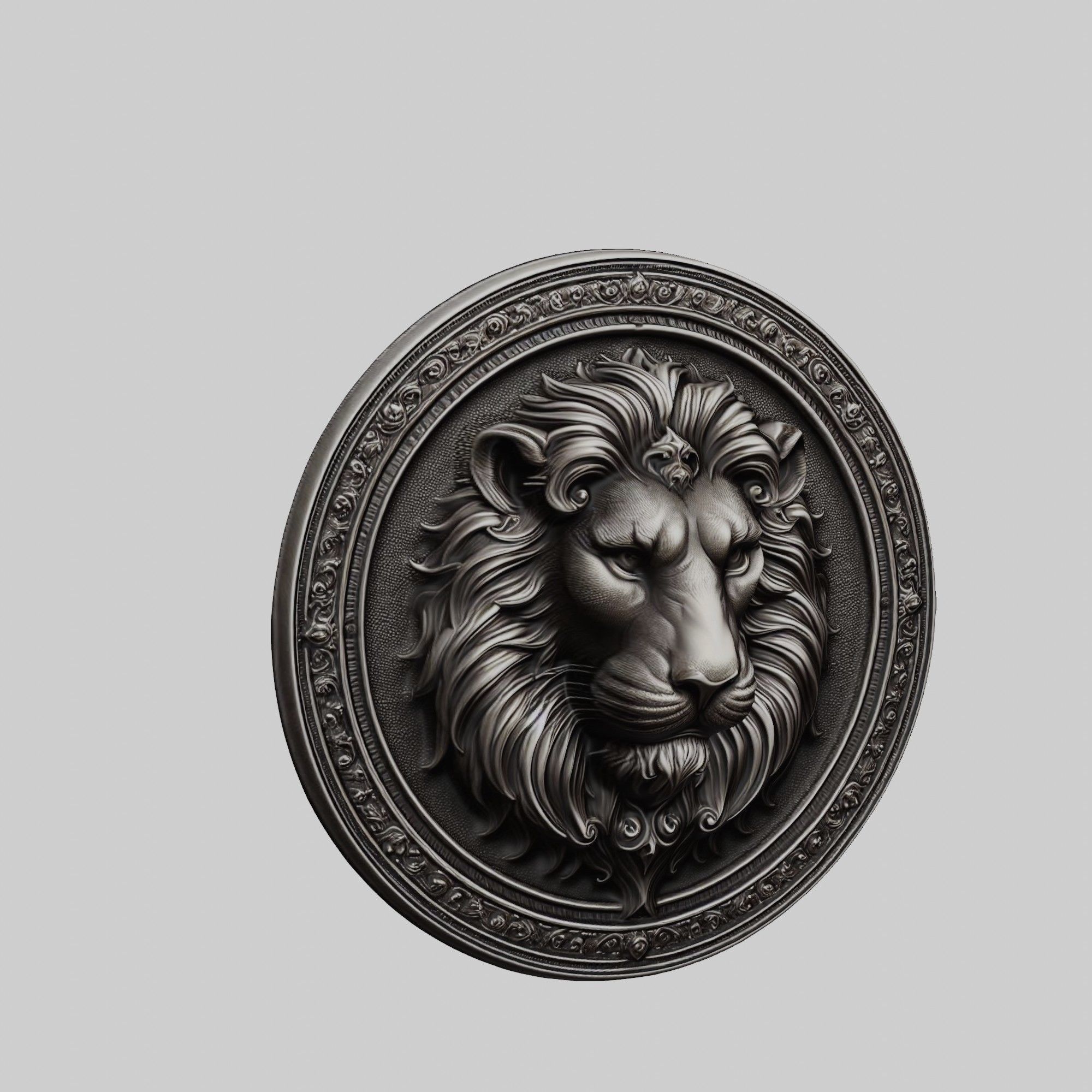 Lion Animal Lion Animal Medallion  3D print model_1