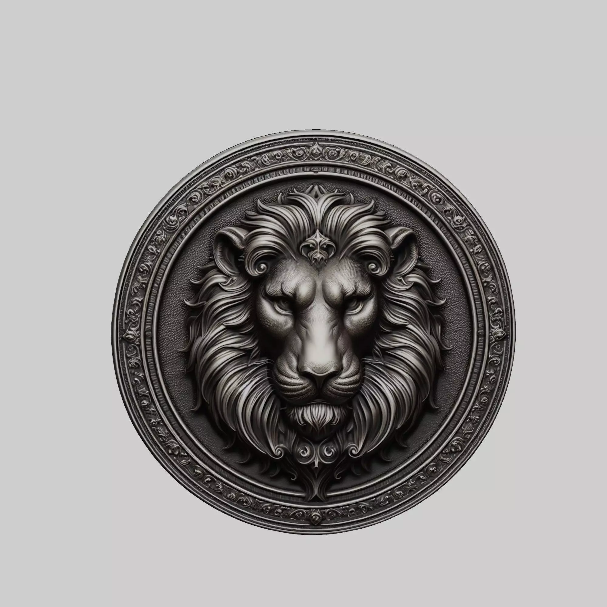 Lion Animal Lion Animal Medallion  3D print model_0