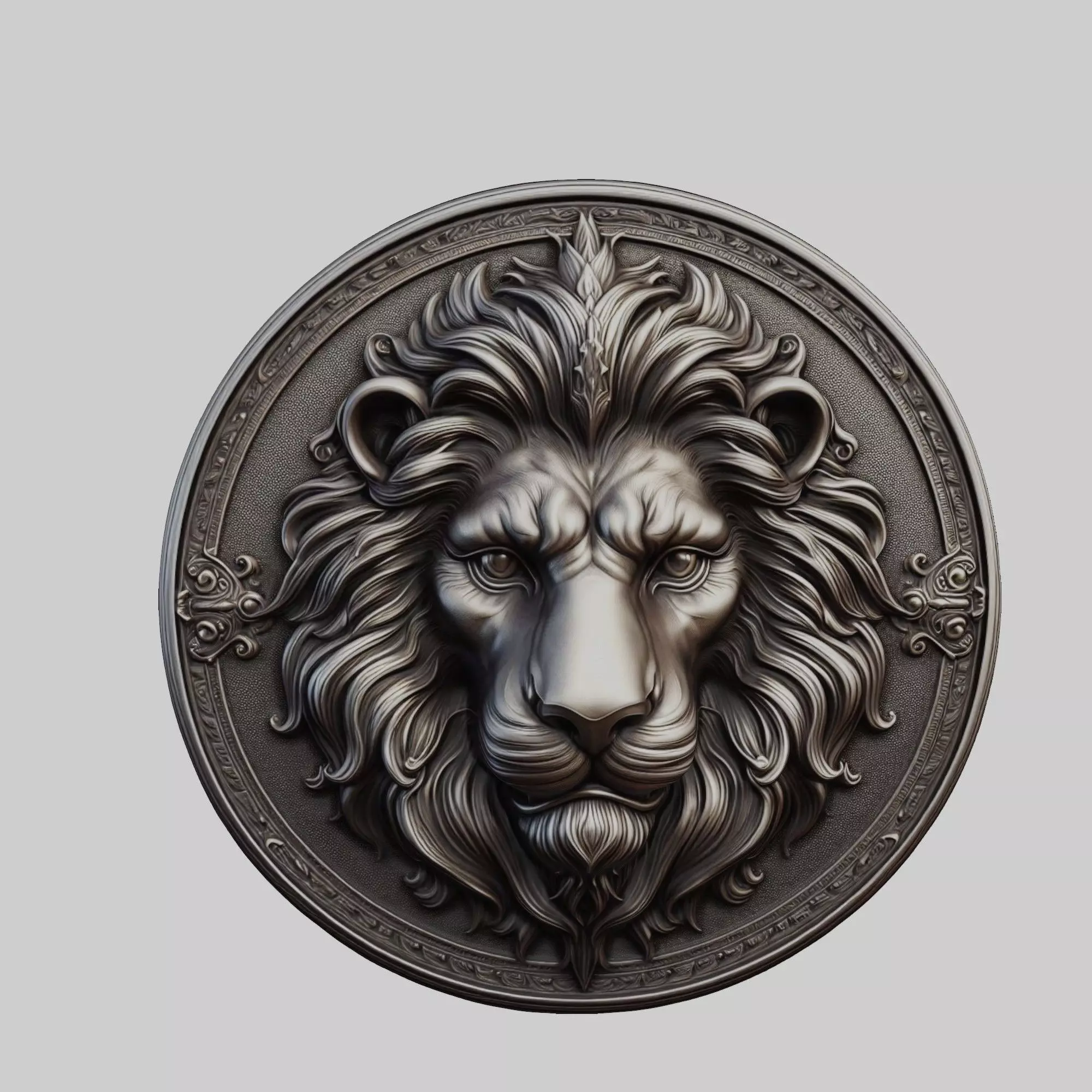 Lion Animal Lion Animal Medallion  3D print model_0