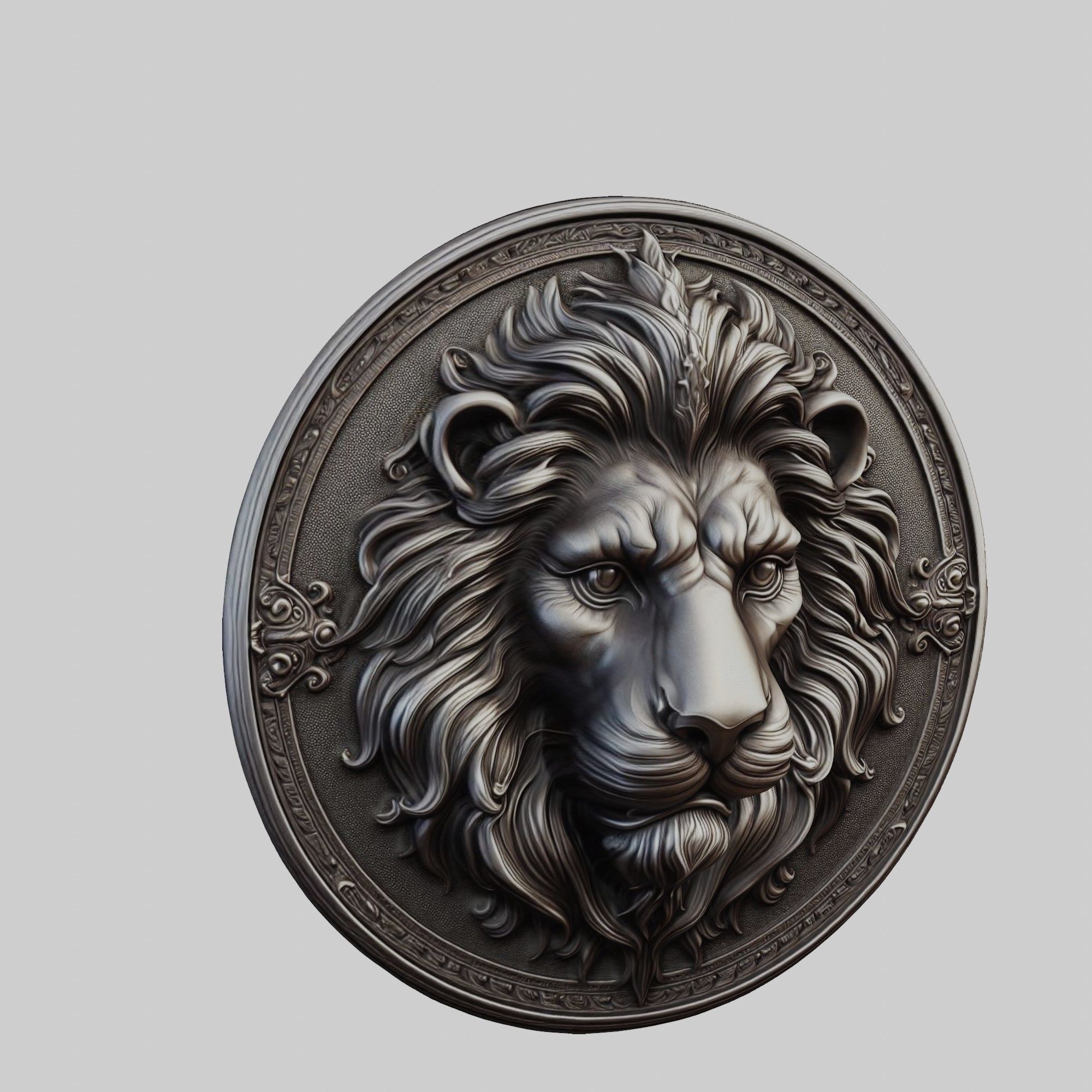 Lion Animal Lion Animal Medallion  3D print model_1