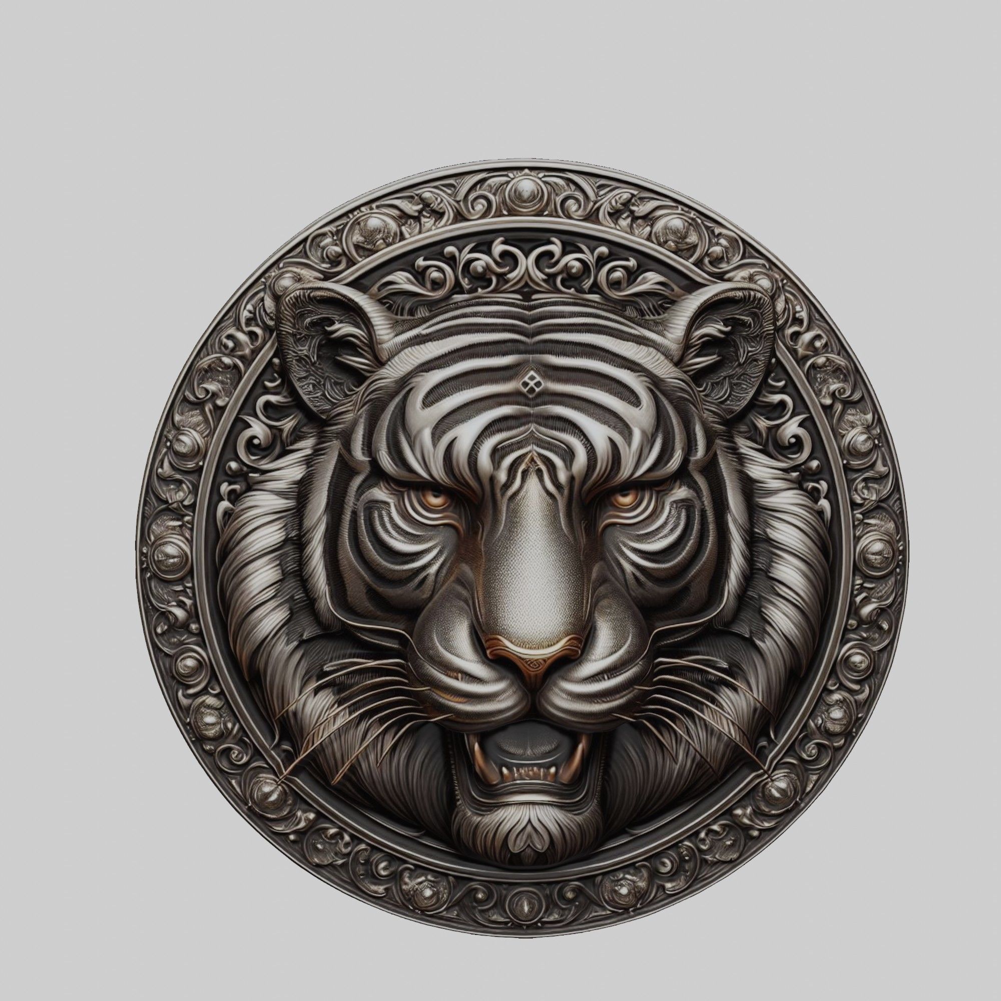 Tiger Animal Tiger Animal Medallion  3D print model_1