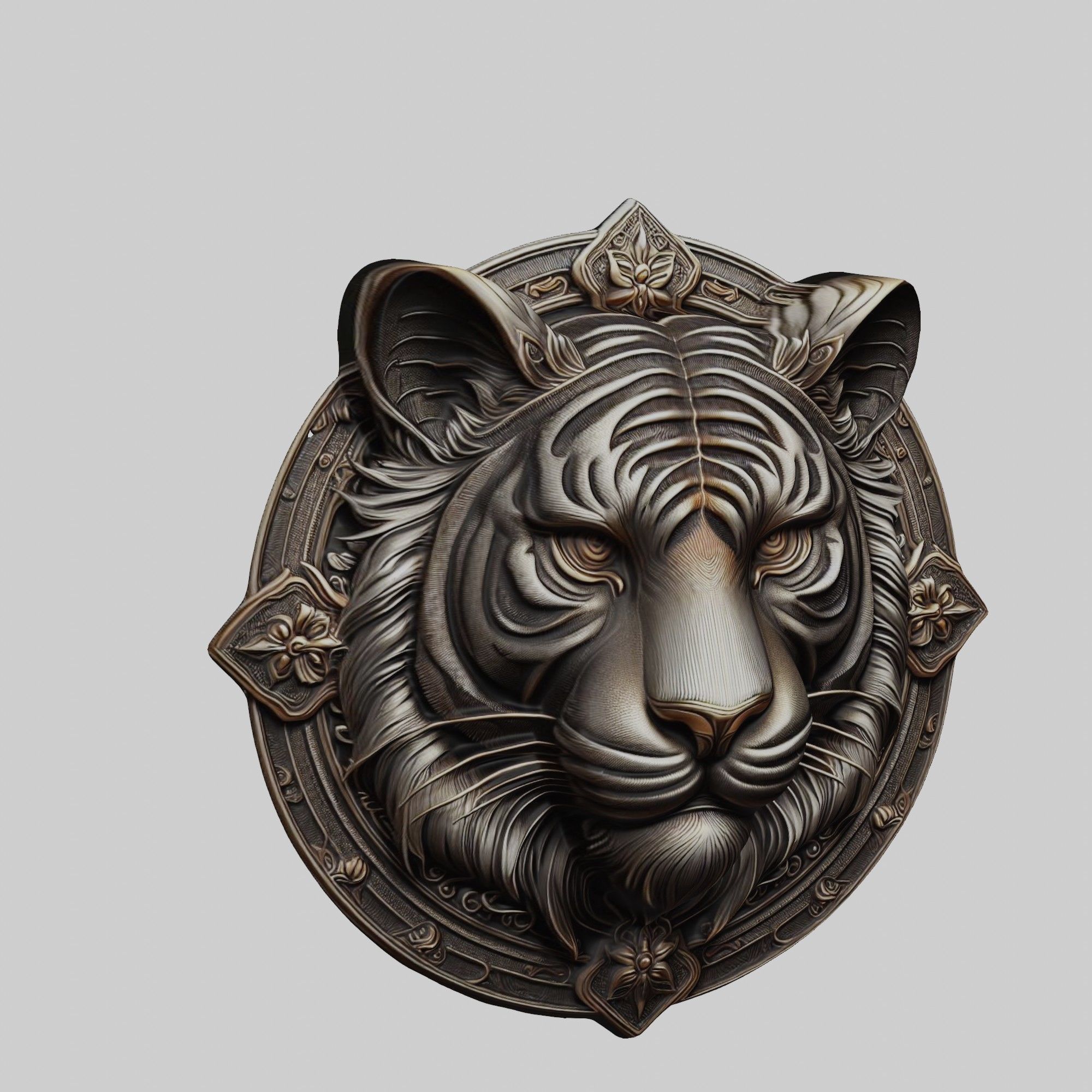 Tiger Animal Tiger Animal Medallion  3D print model_1