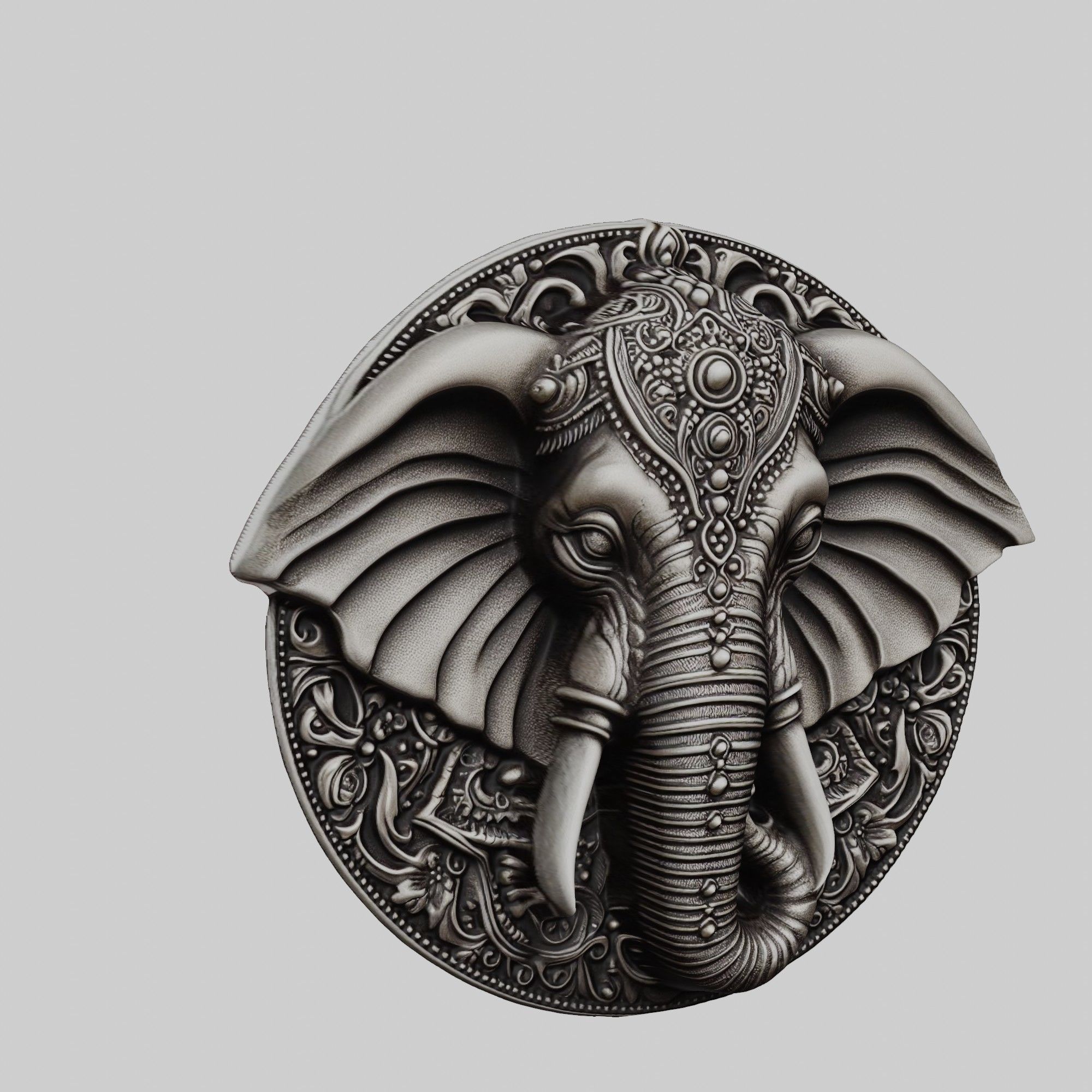 Elephant Animal Elephant Animal Medallion  3D print model_1