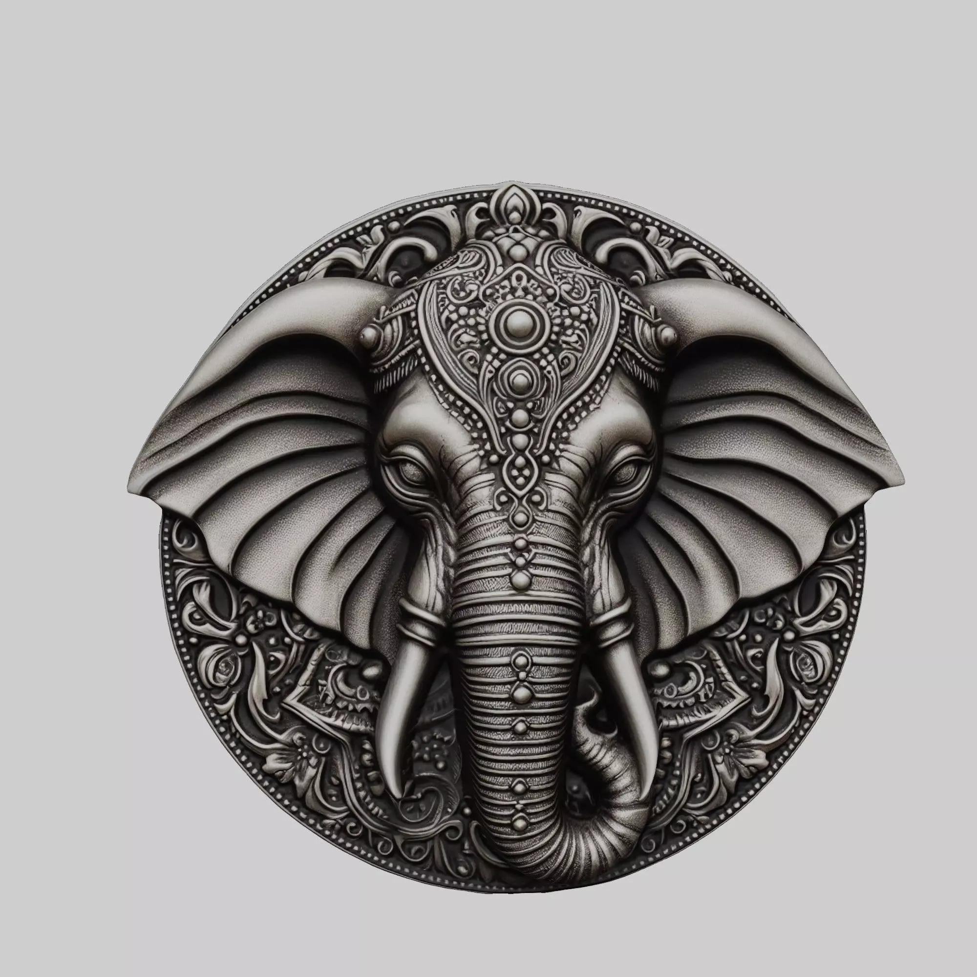 Elephant Animal Elephant Animal Medallion  3D print model_0