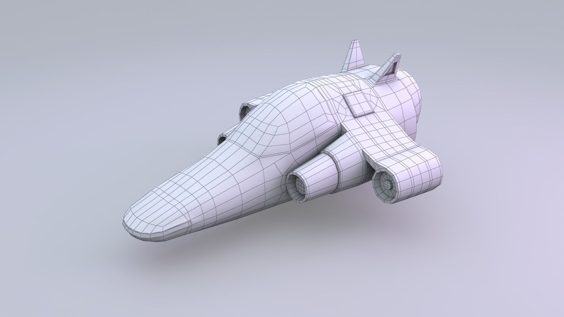 Spaceship Low-poly 3D model_1