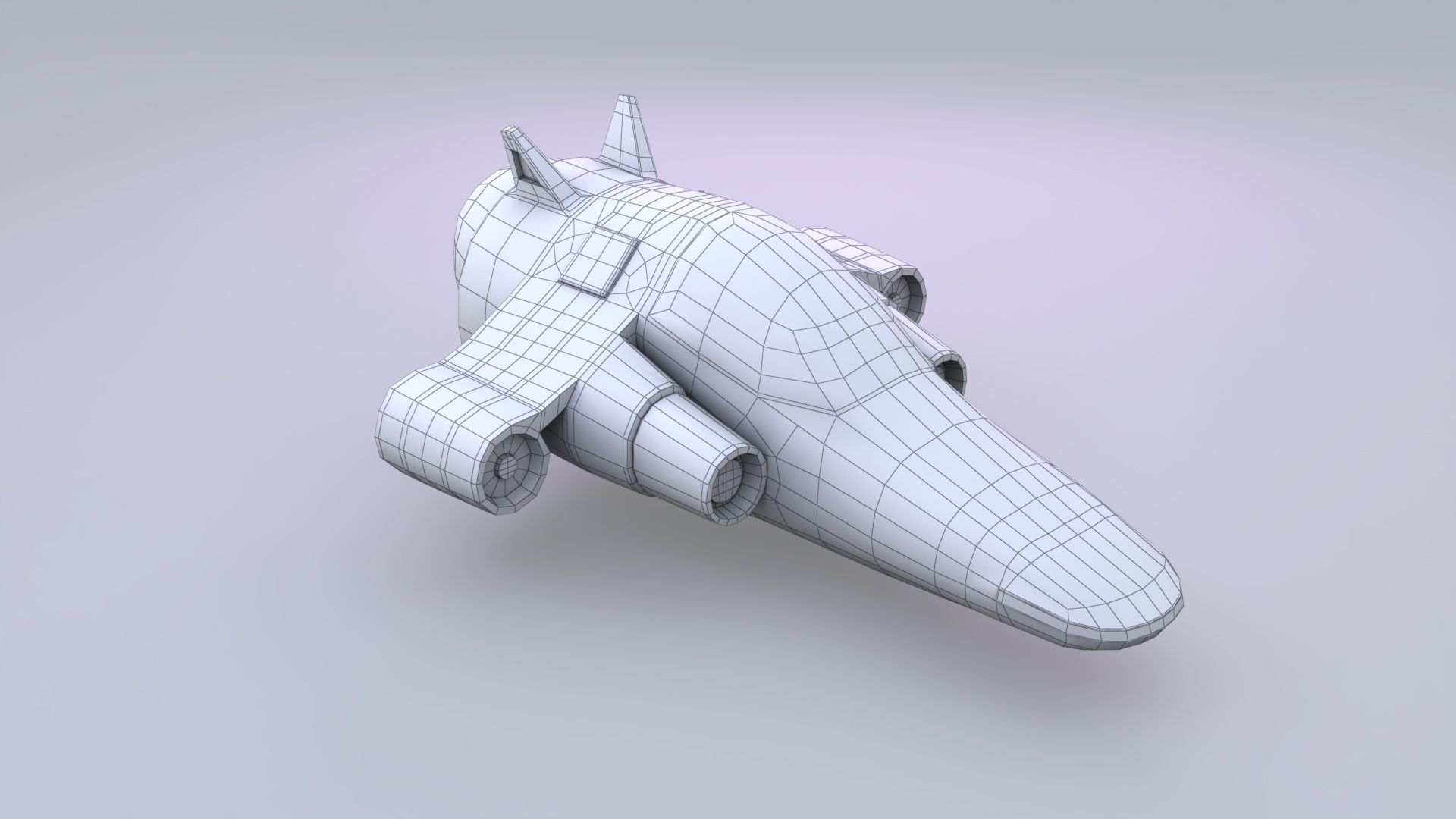 Spaceship Low-poly 3D model_3