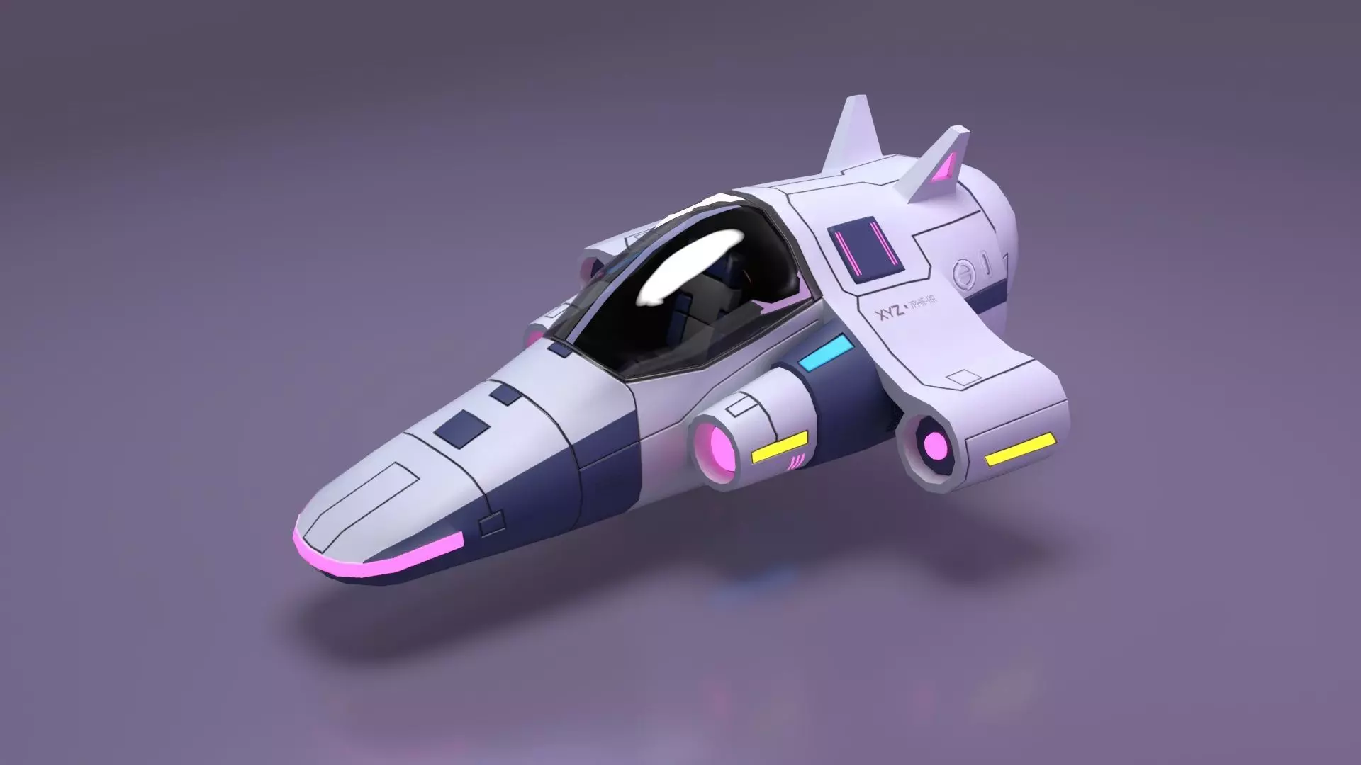 Spaceship Low-poly 3D model_0