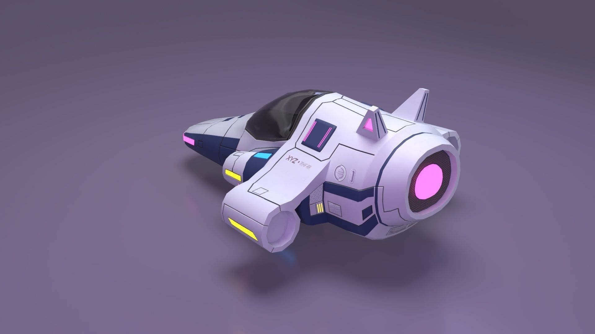 Spaceship Low-poly 3D model_6