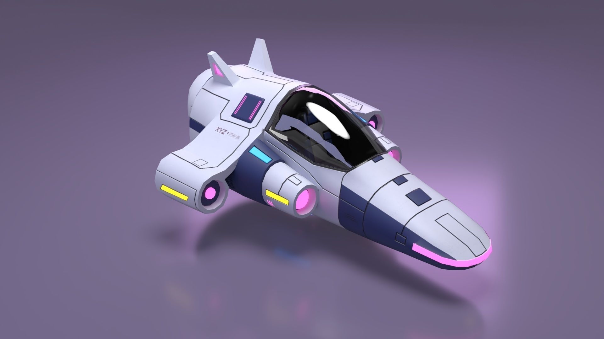 Spaceship Low-poly 3D model_2
