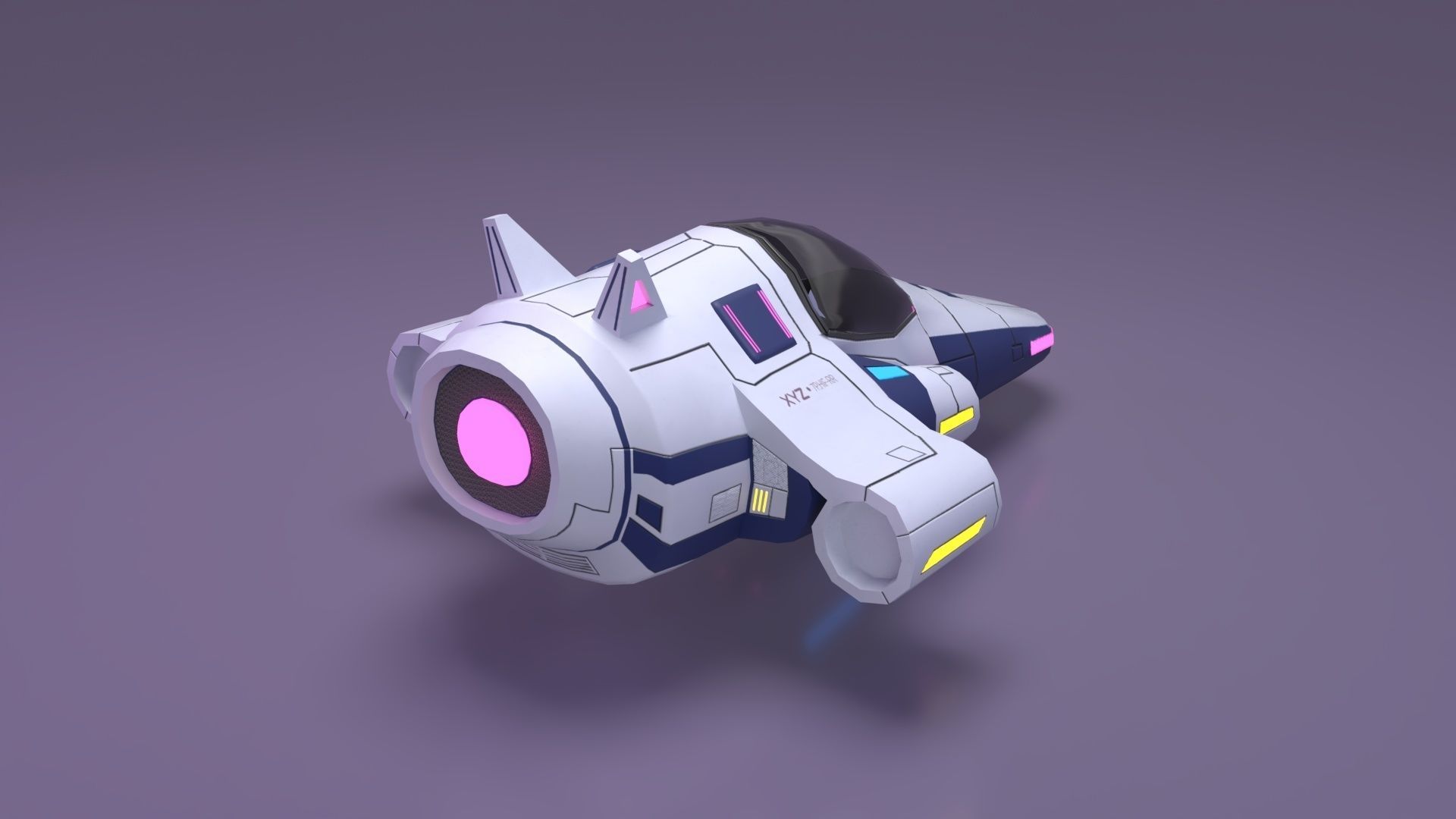 Spaceship Low-poly 3D model_4
