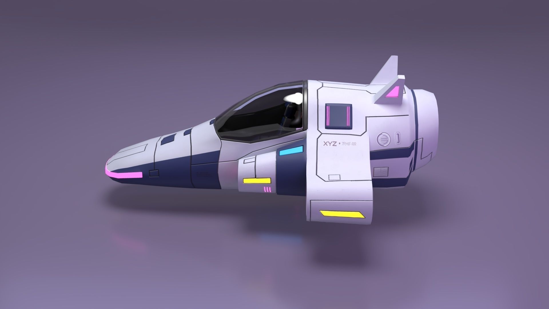 Spaceship Low-poly 3D model_8