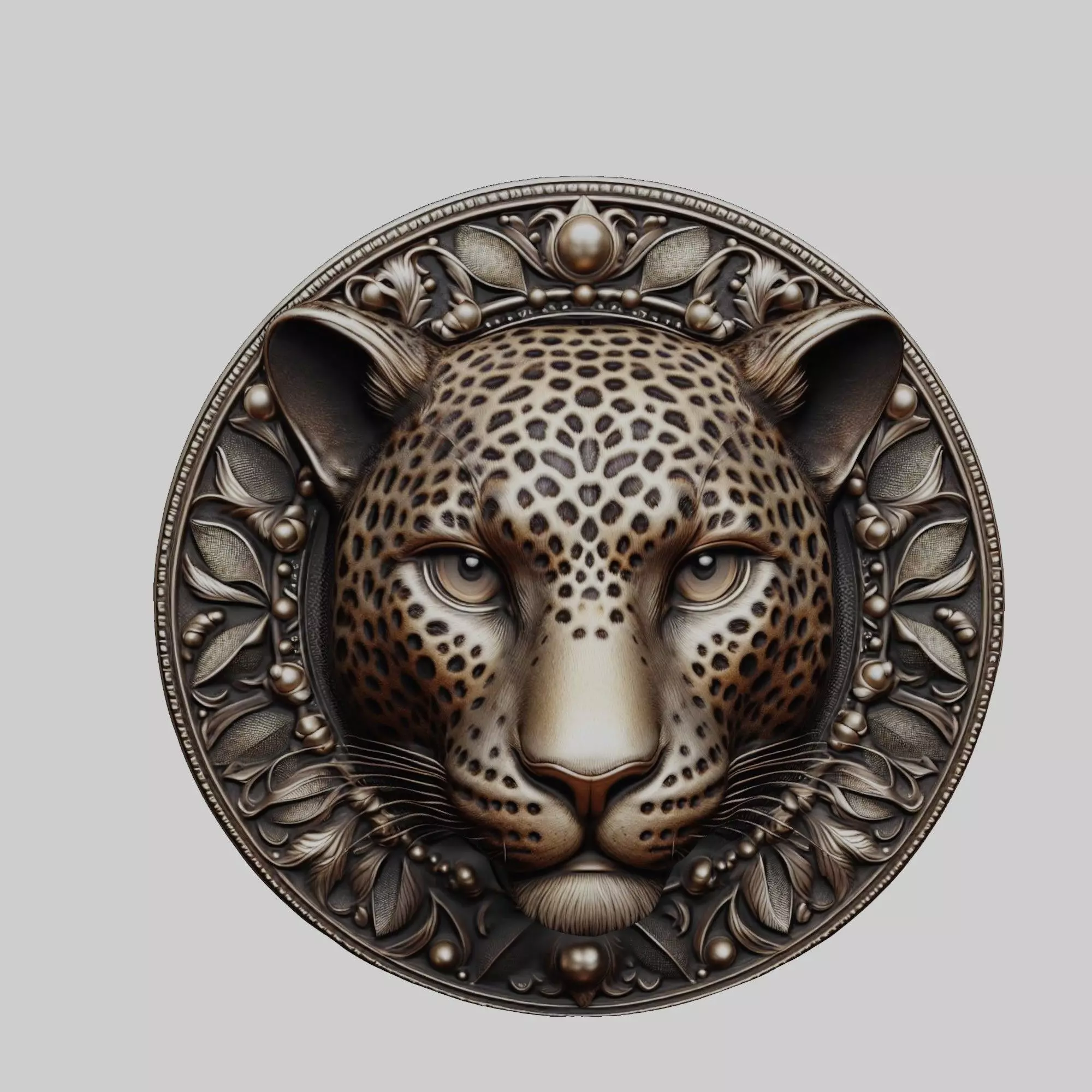 Leopard Animal Leopard Animal Medallion  3D print model_0