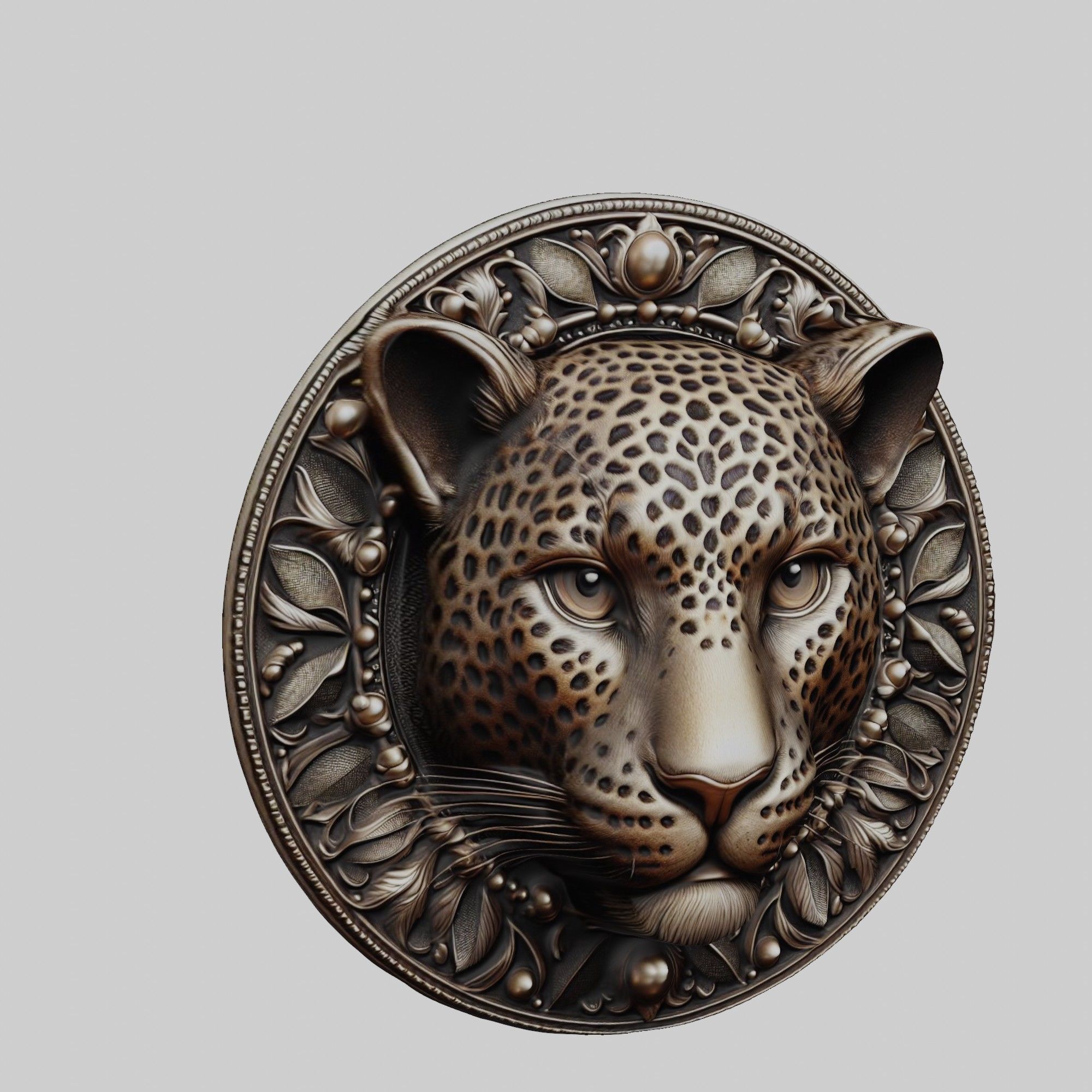 Leopard Animal Leopard Animal Medallion  3D print model_1
