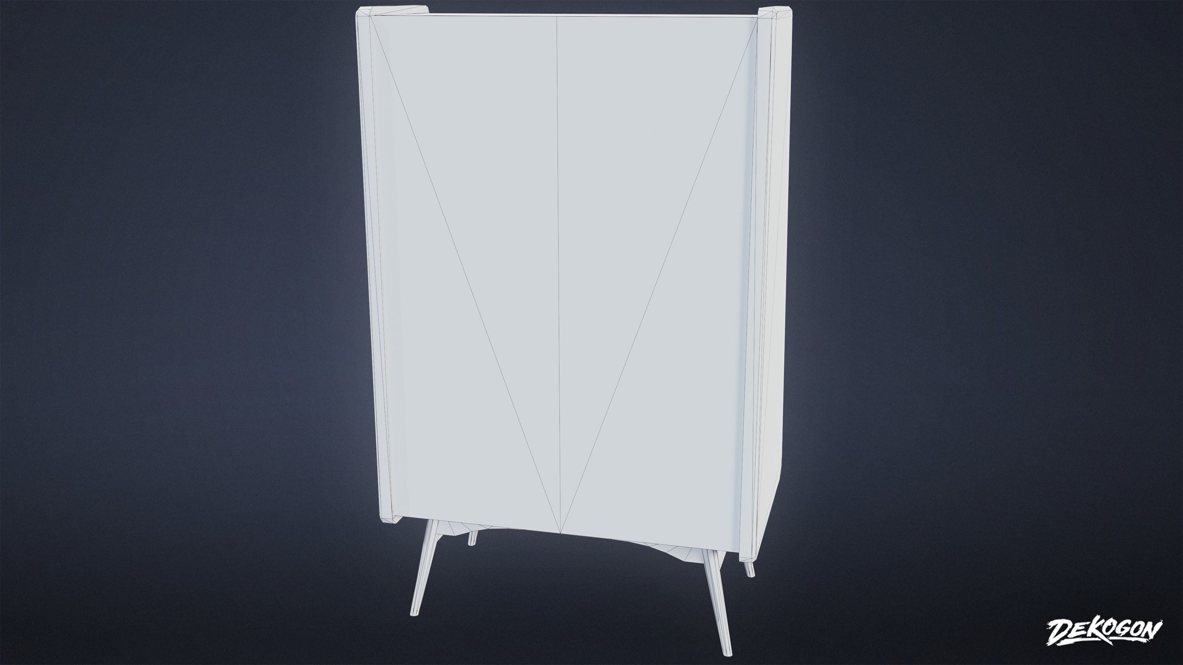 MIDCENTURY - Shelf 01 - LOW POLY Low-poly 3D model_9