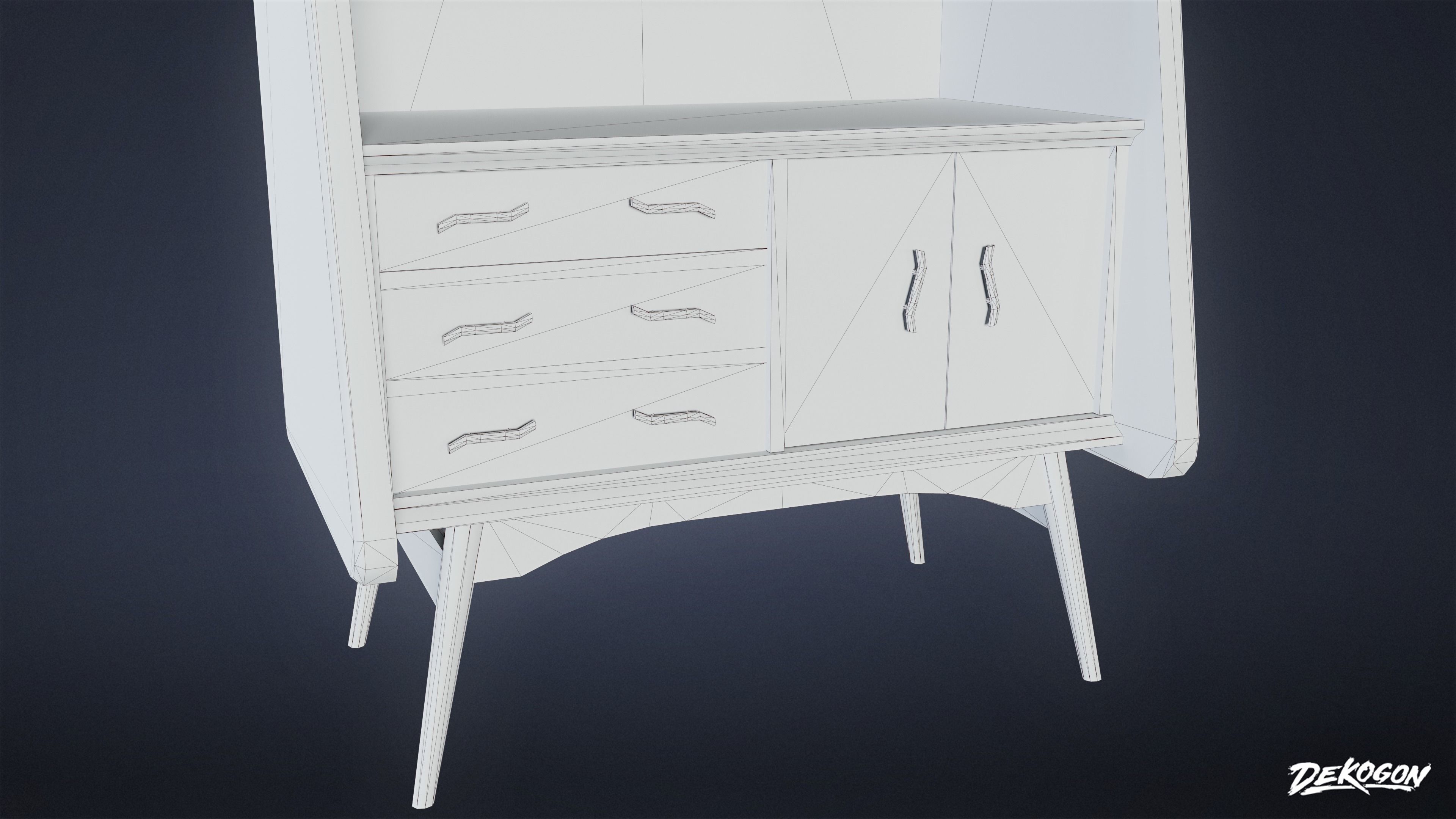MIDCENTURY - Shelf 01 - LOW POLY Low-poly 3D model_7