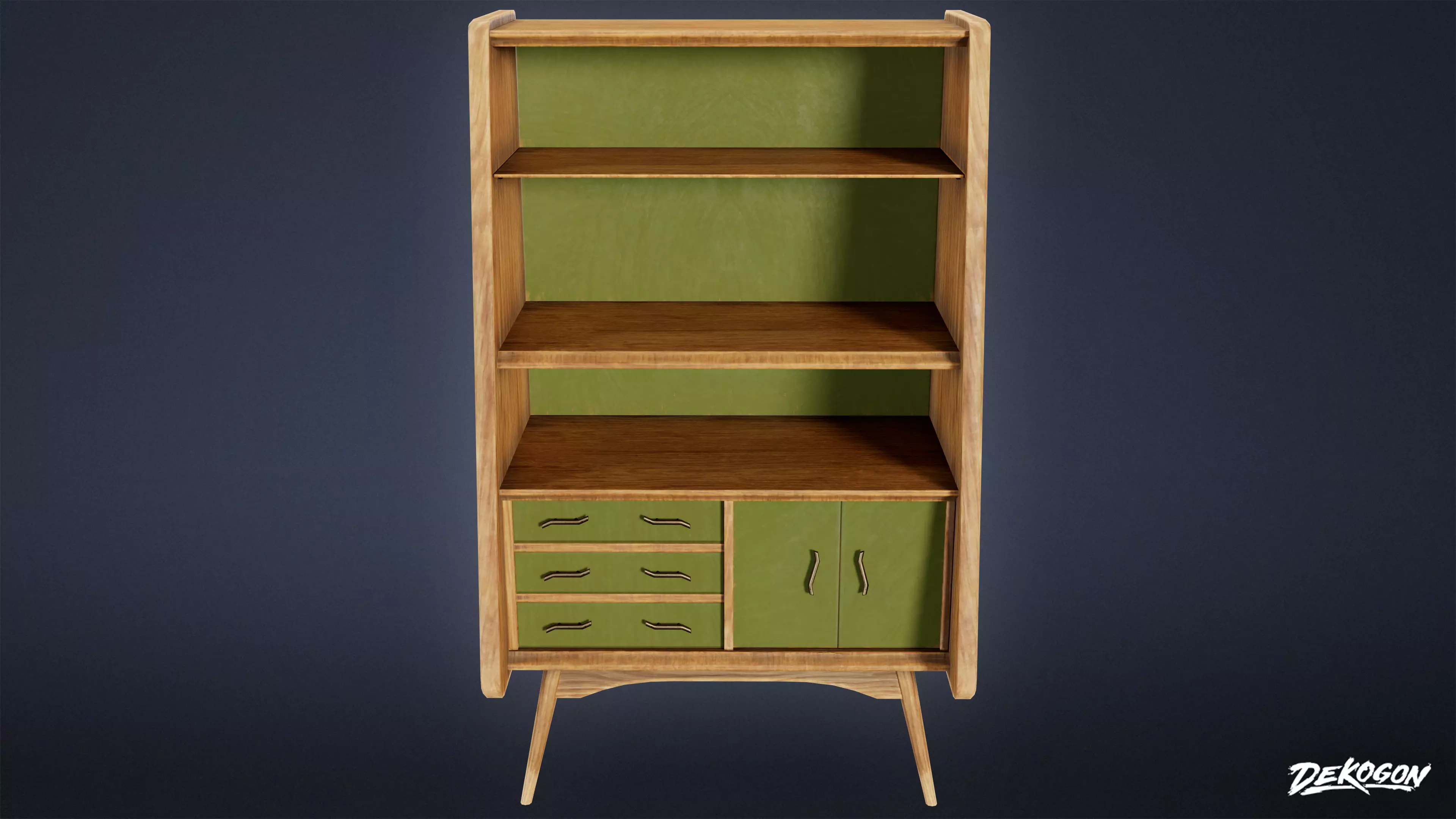 MIDCENTURY - Shelf 01 - LOW POLY Low-poly 3D model_0