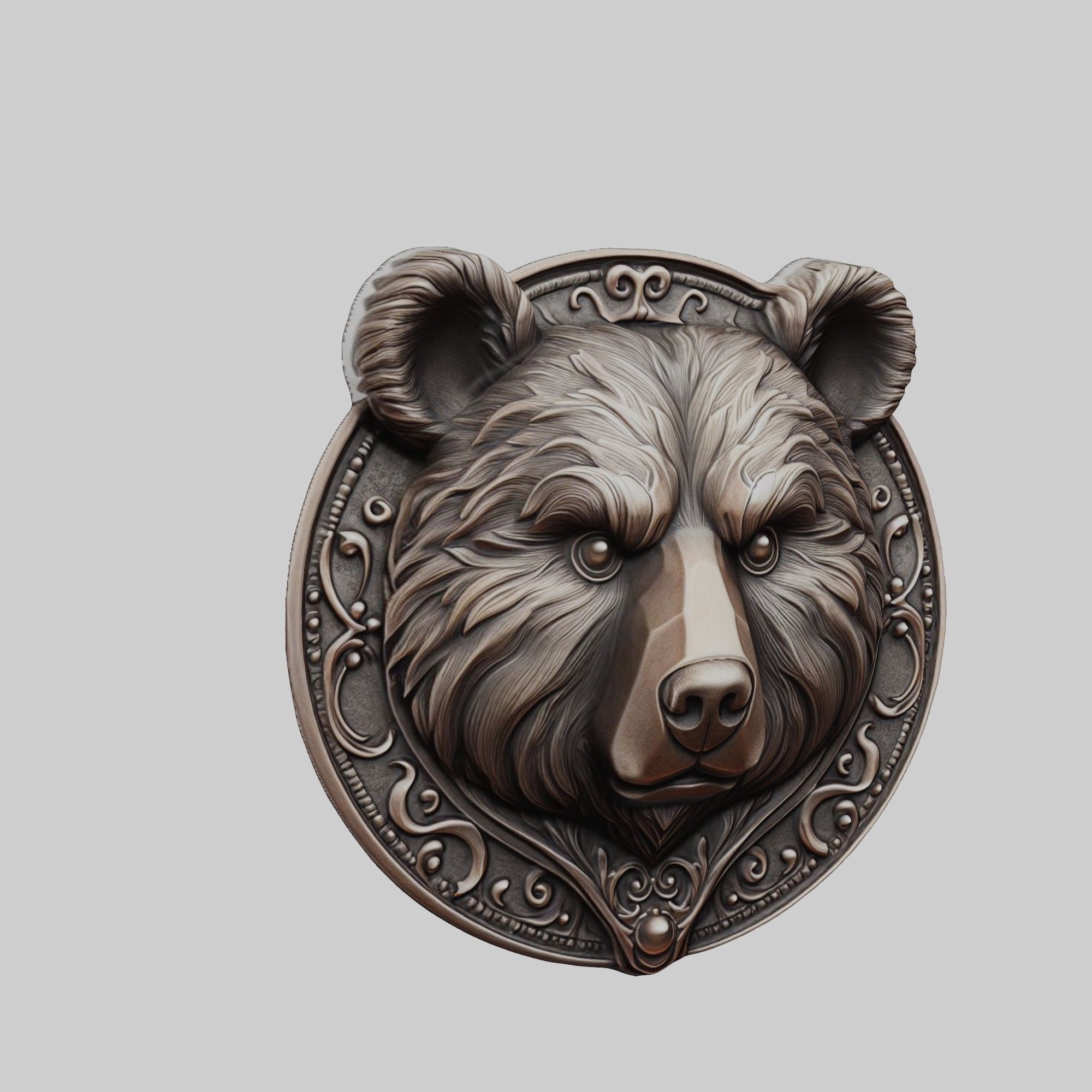 Bear Animal Bear Animal Medallion  3D print model_1