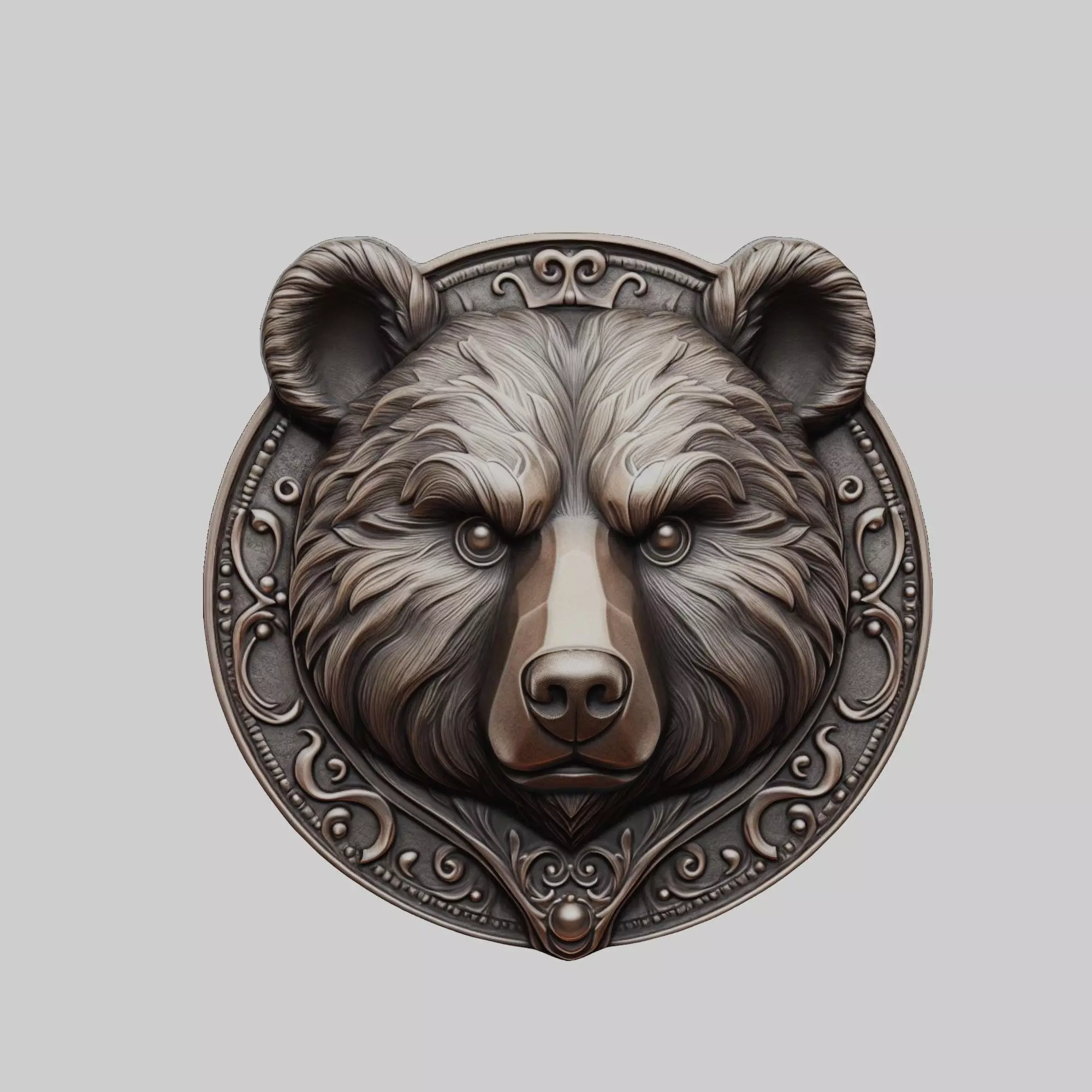 Bear Animal Bear Animal Medallion  3D print model_0