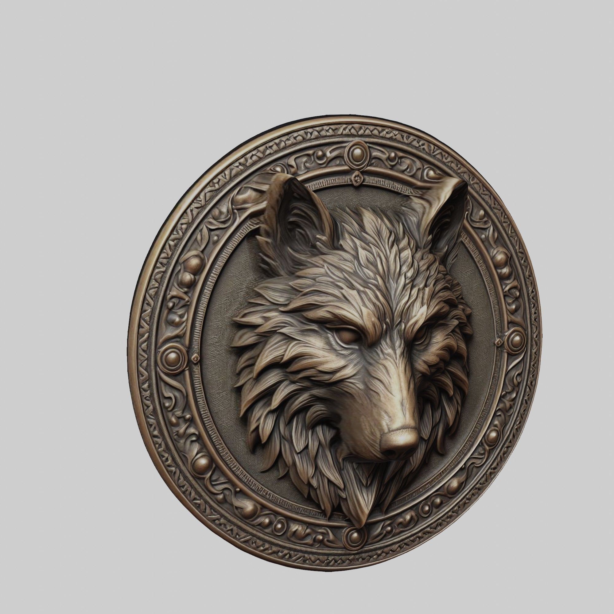 Wolf Animal Wolf Animal Medallion  3D print model_1