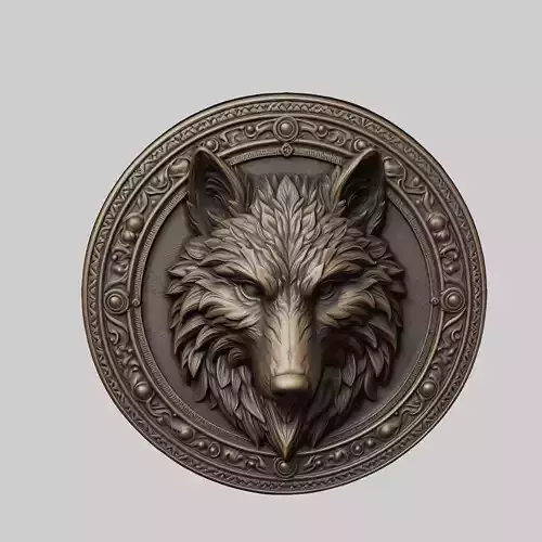 Wolf Animal Wolf Animal Medallion  3D print model