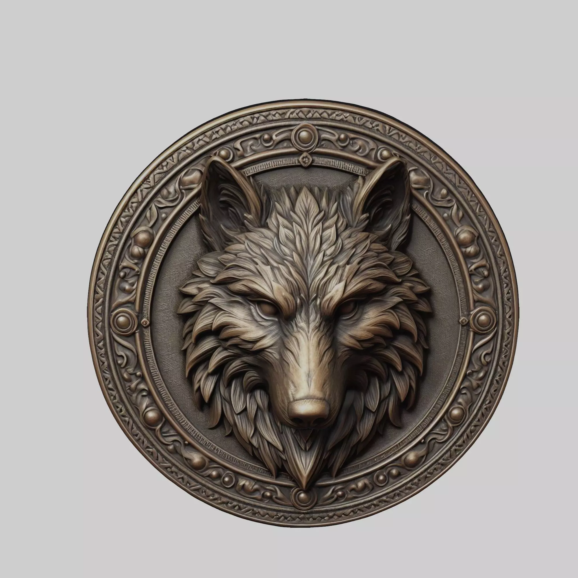 Wolf Animal Wolf Animal Medallion  3D print model_0