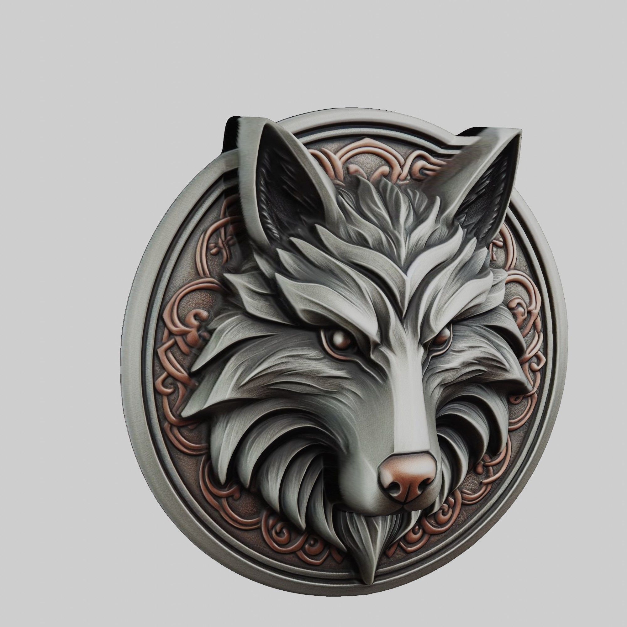 Wolf Animal Wolf Animal Medallion  3D print model_1