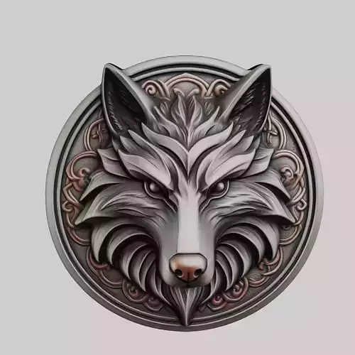 Wolf Animal Wolf Animal Medallion  3D print model