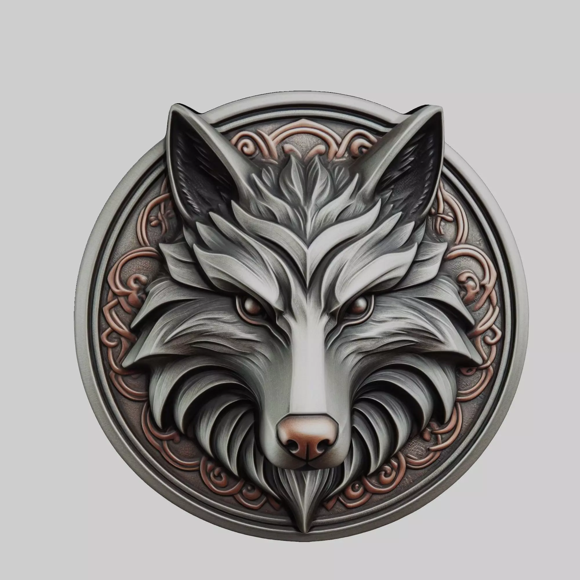 Wolf Animal Wolf Animal Medallion  3D print model_0