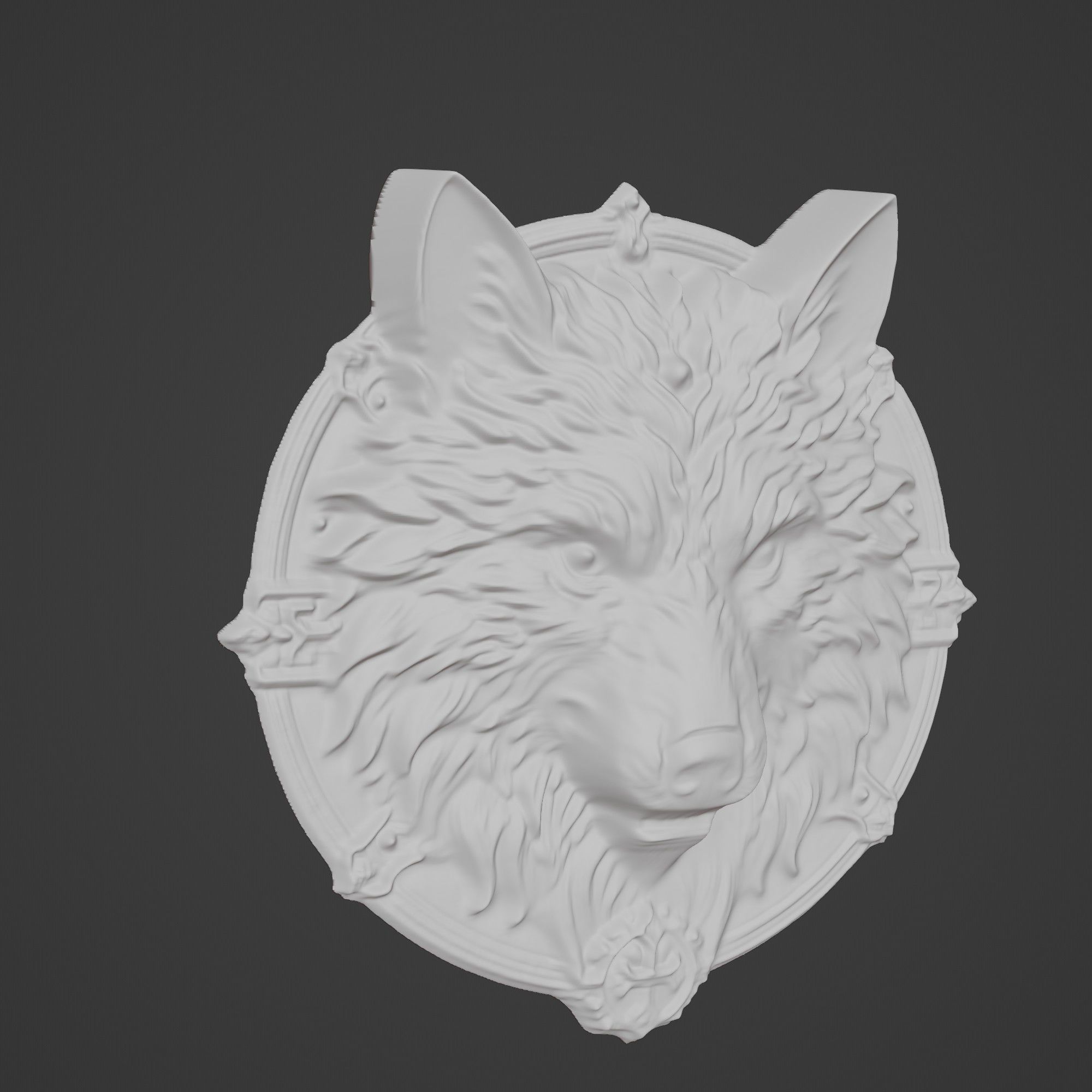 Wolf Animal Wolf Animal Medallion  3D print model_3