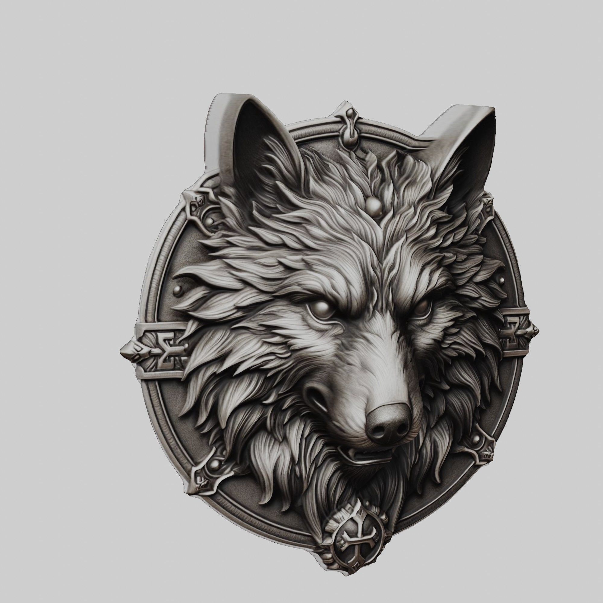 Wolf Animal Wolf Animal Medallion  3D print model_1
