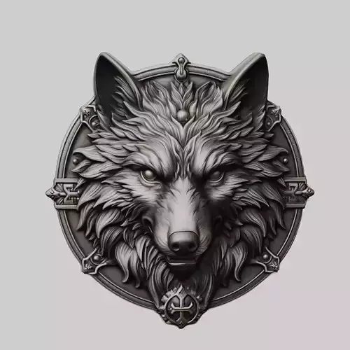 Wolf Animal Wolf Animal Medallion  3D print model