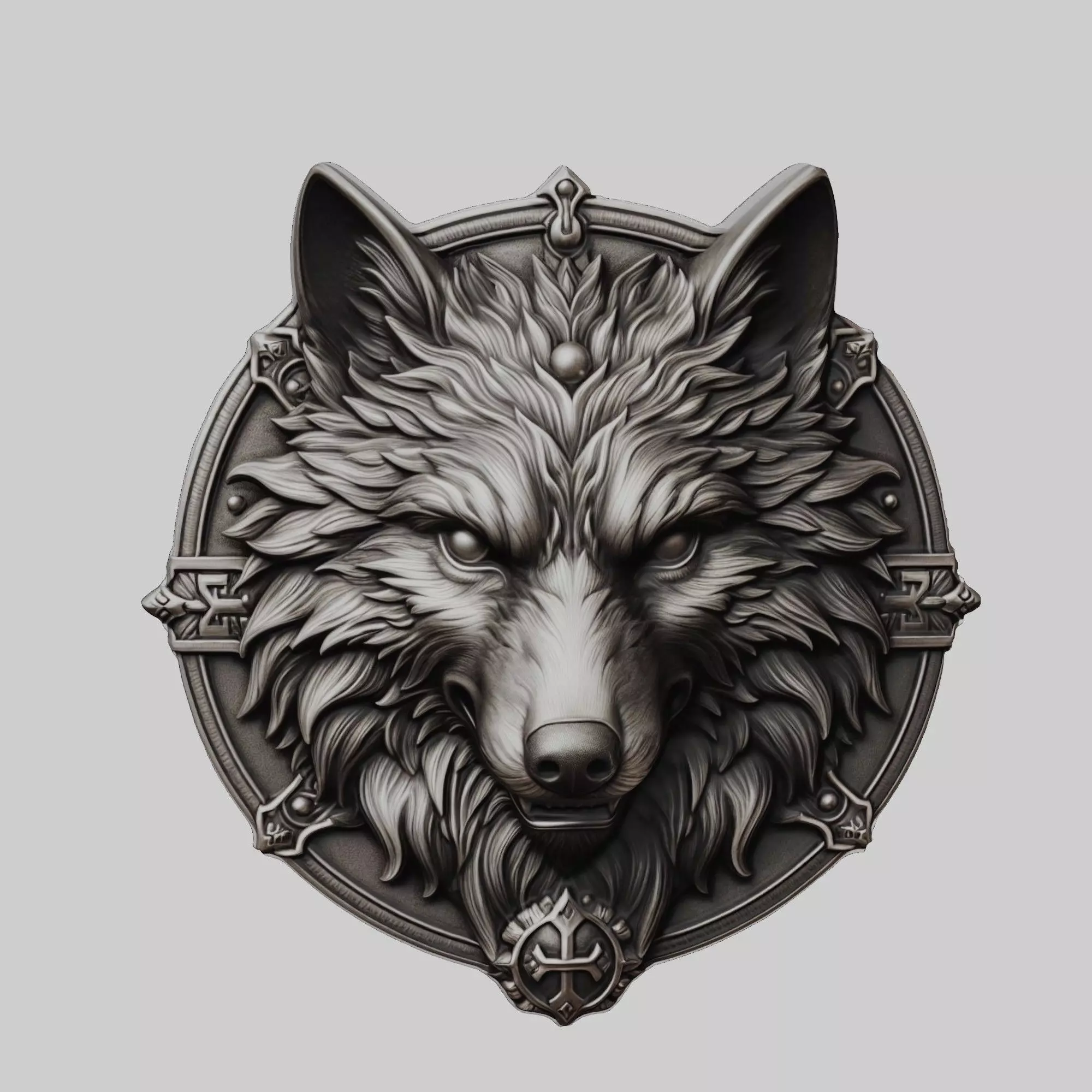 Wolf Animal Wolf Animal Medallion  3D print model_0