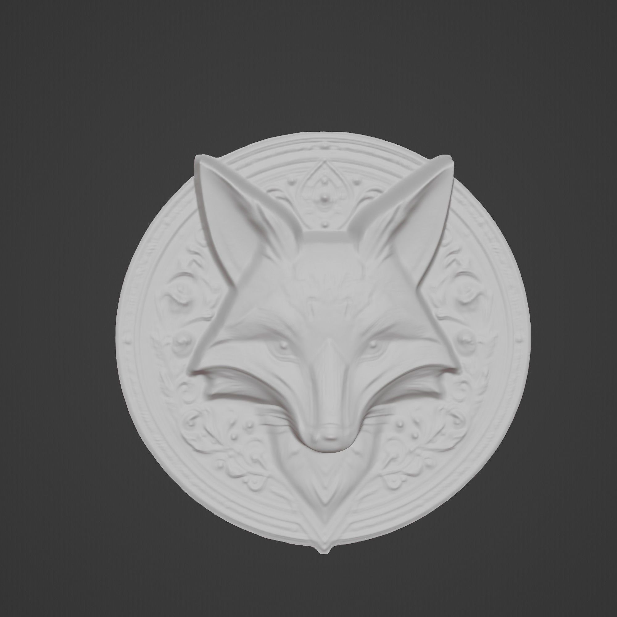 Fox Animal Fox Animal Medallion  3D print model_2