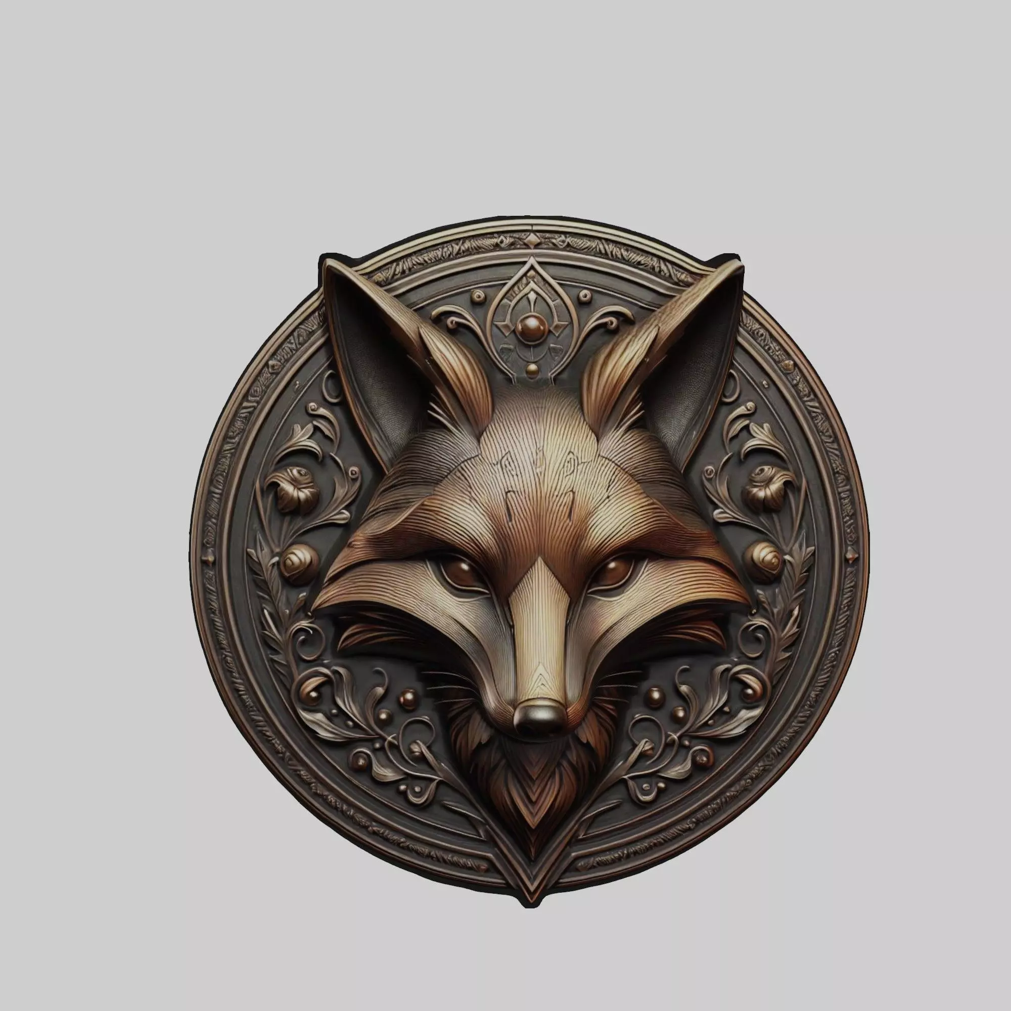 Fox Animal Fox Animal Medallion  3D print model_0