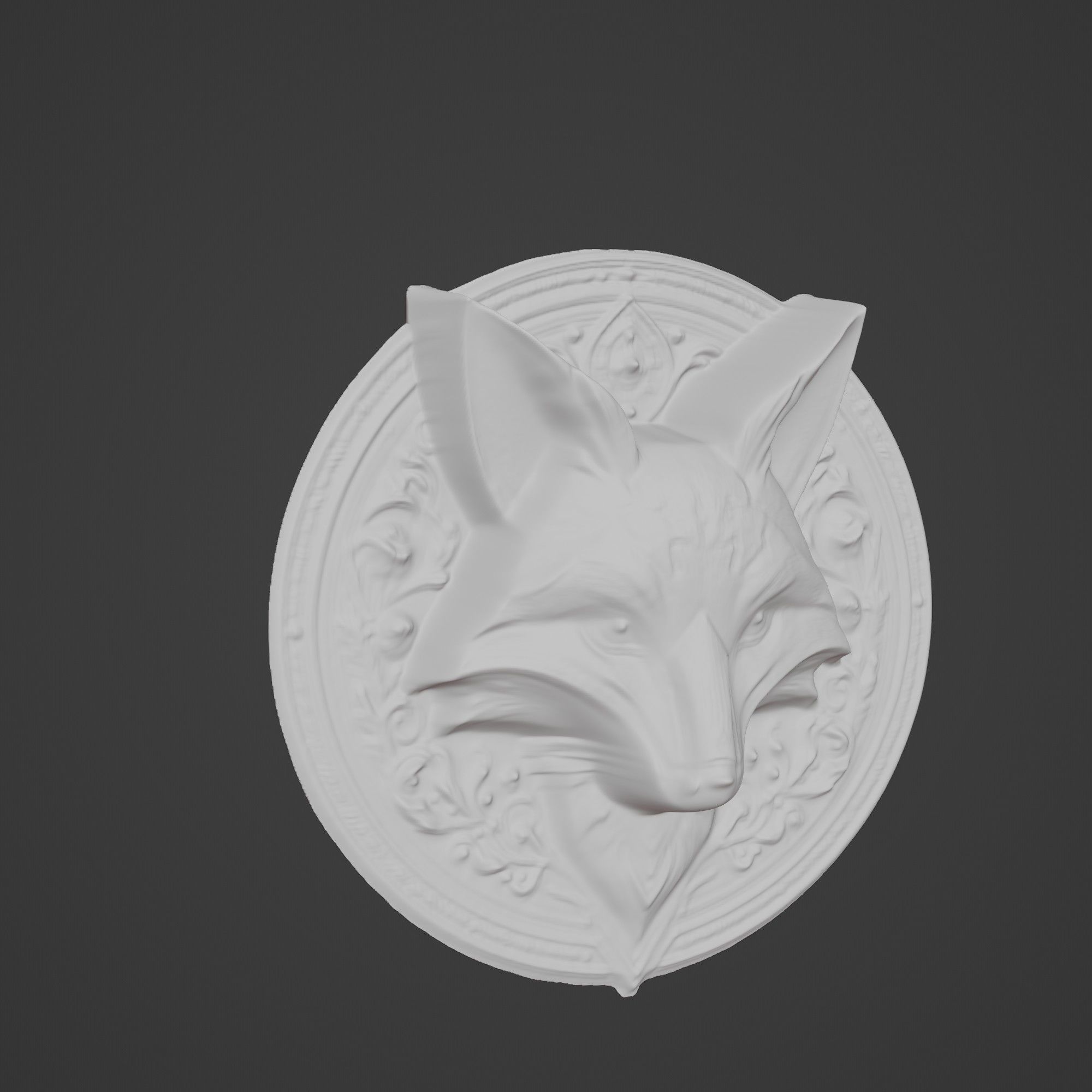 Fox Animal Fox Animal Medallion  3D print model_3