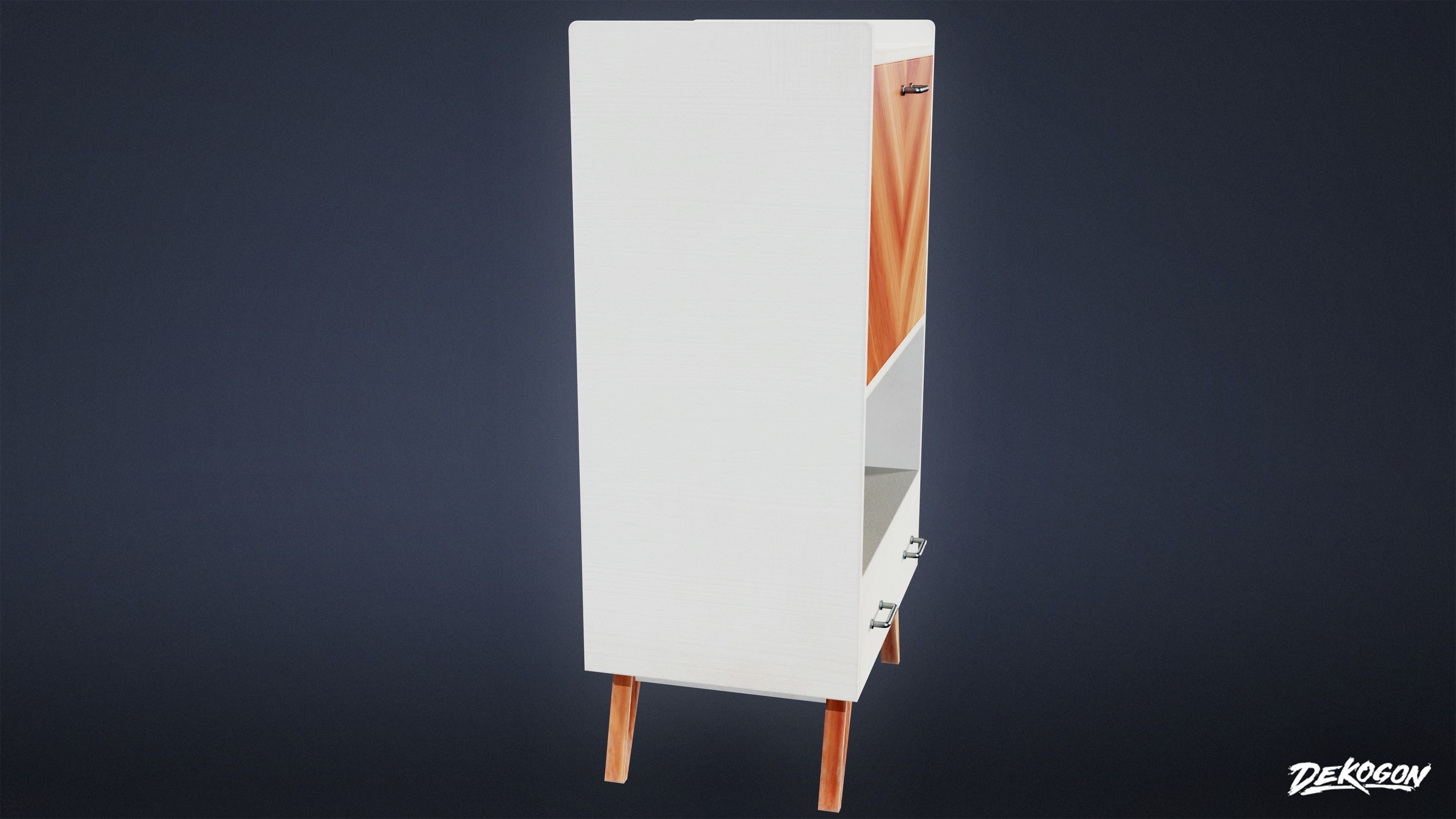 MIDCENTURY - Shelf 02 - LOW POLY Low-poly 3D model_2