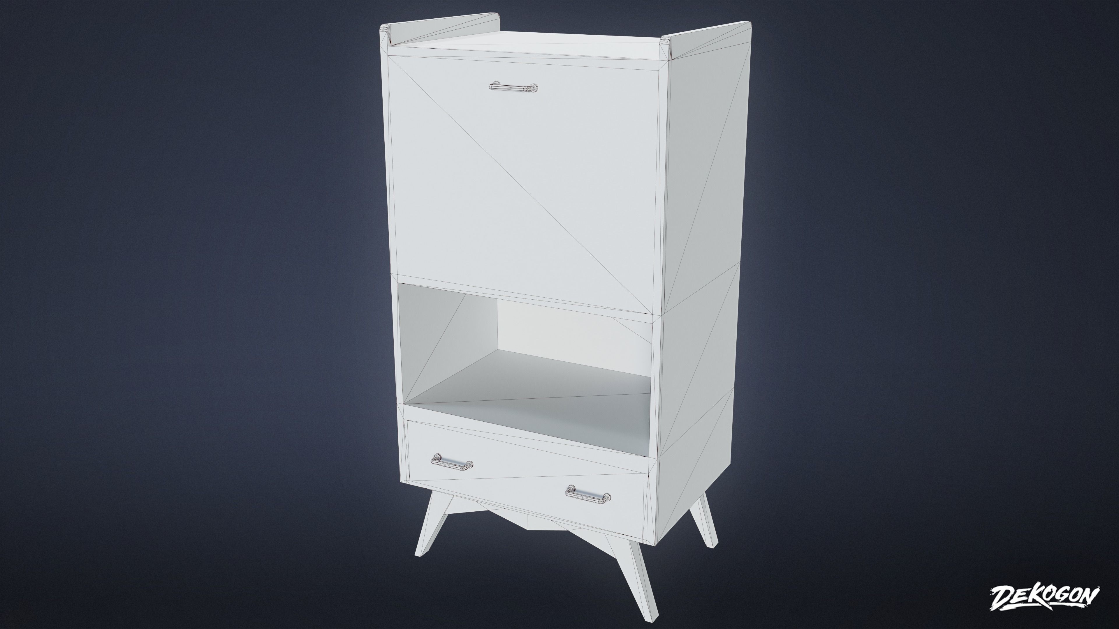 MIDCENTURY - Shelf 02 - LOW POLY Low-poly 3D model_8