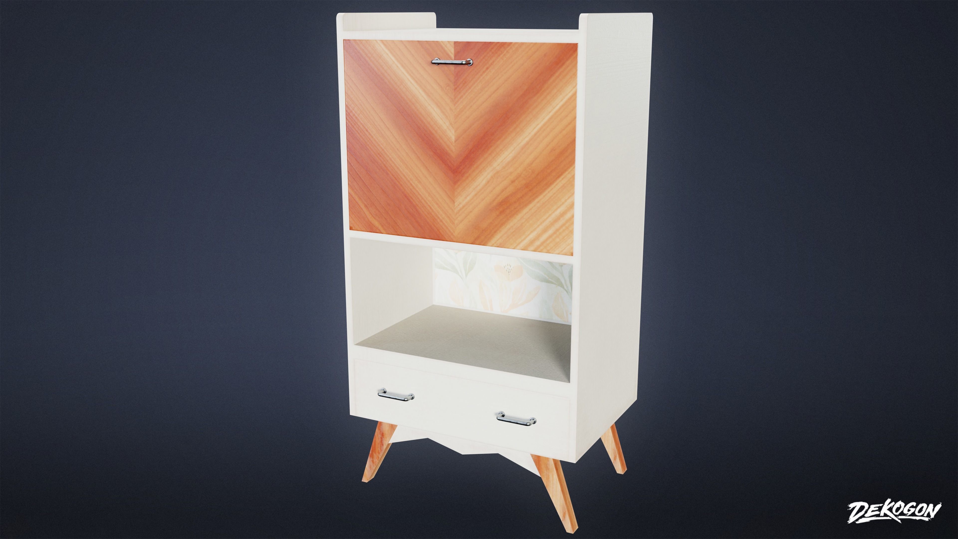 MIDCENTURY - Shelf 02 - LOW POLY Low-poly 3D model_1