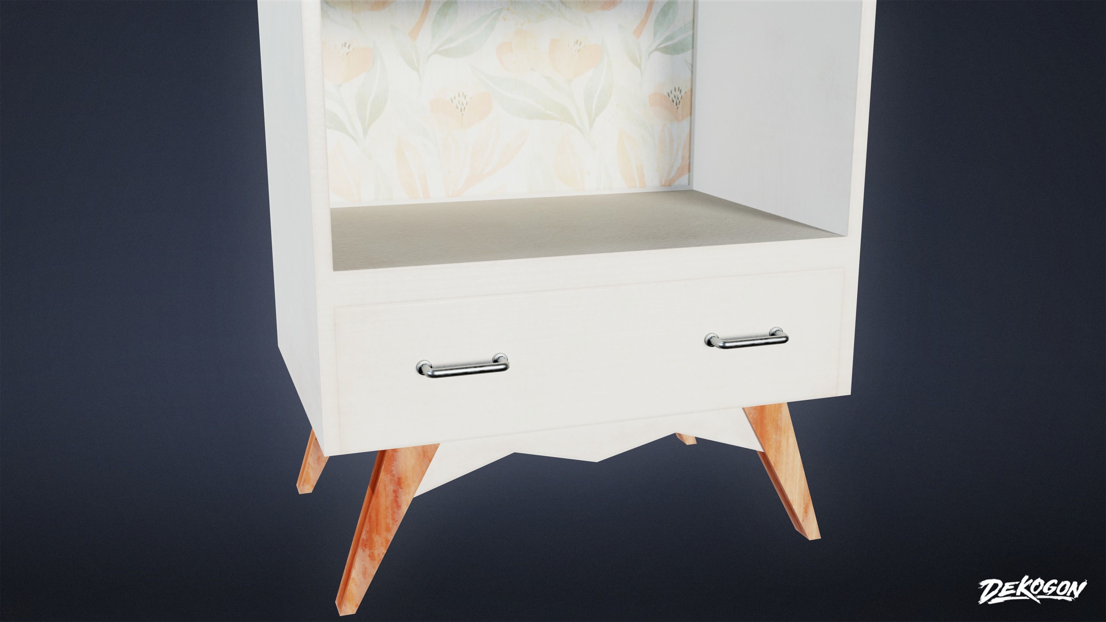 MIDCENTURY - Shelf 02 - LOW POLY Low-poly 3D model_6