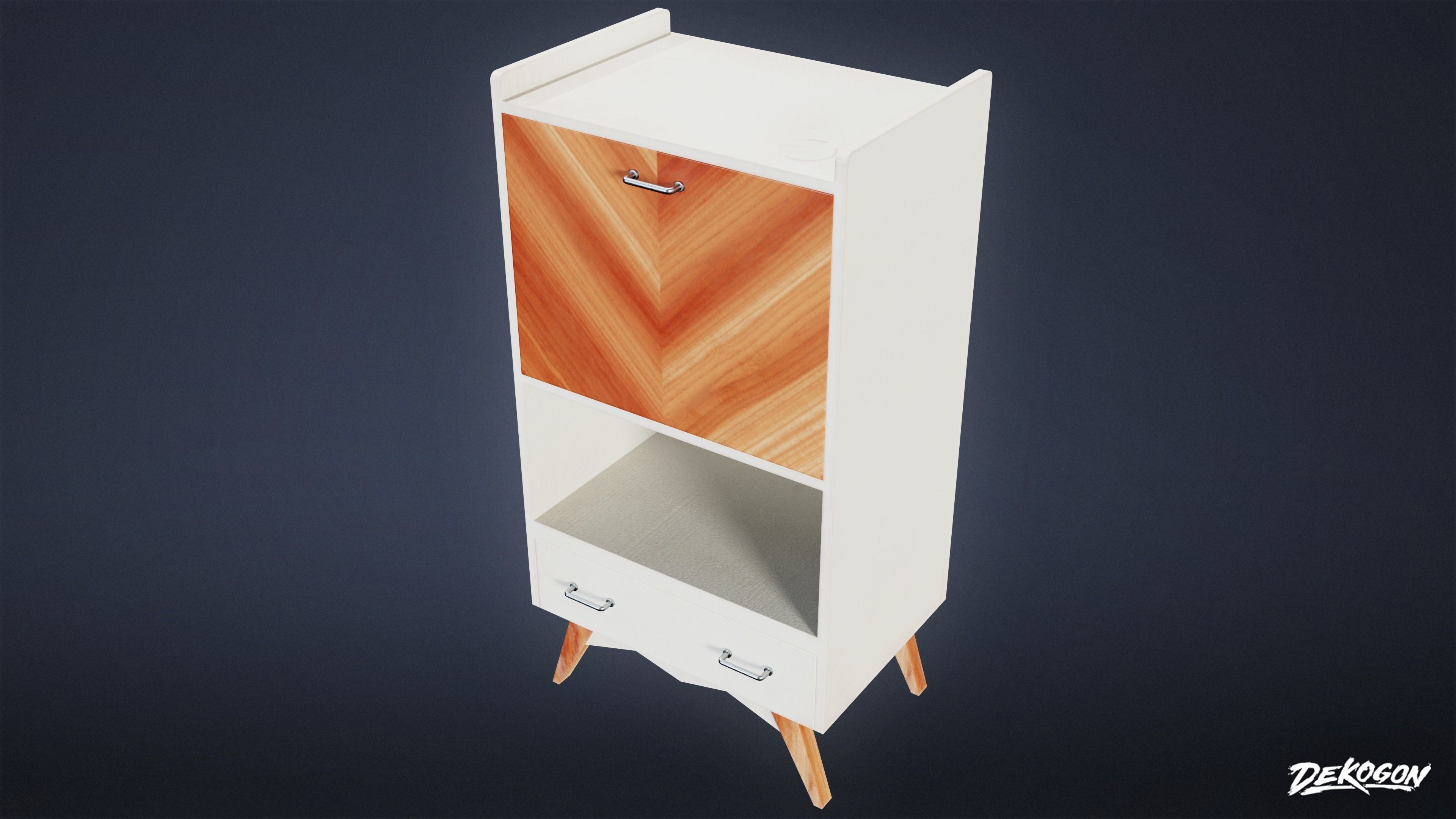 MIDCENTURY - Shelf 02 - LOW POLY Low-poly 3D model_4