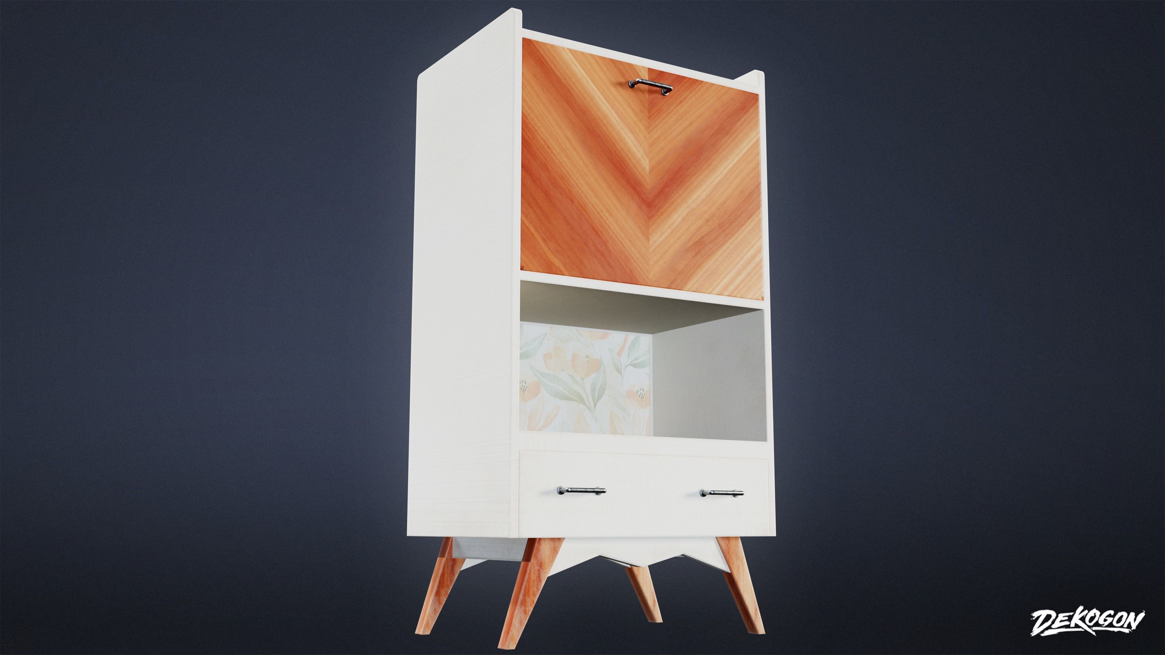 MIDCENTURY - Shelf 02 - LOW POLY Low-poly 3D model_5