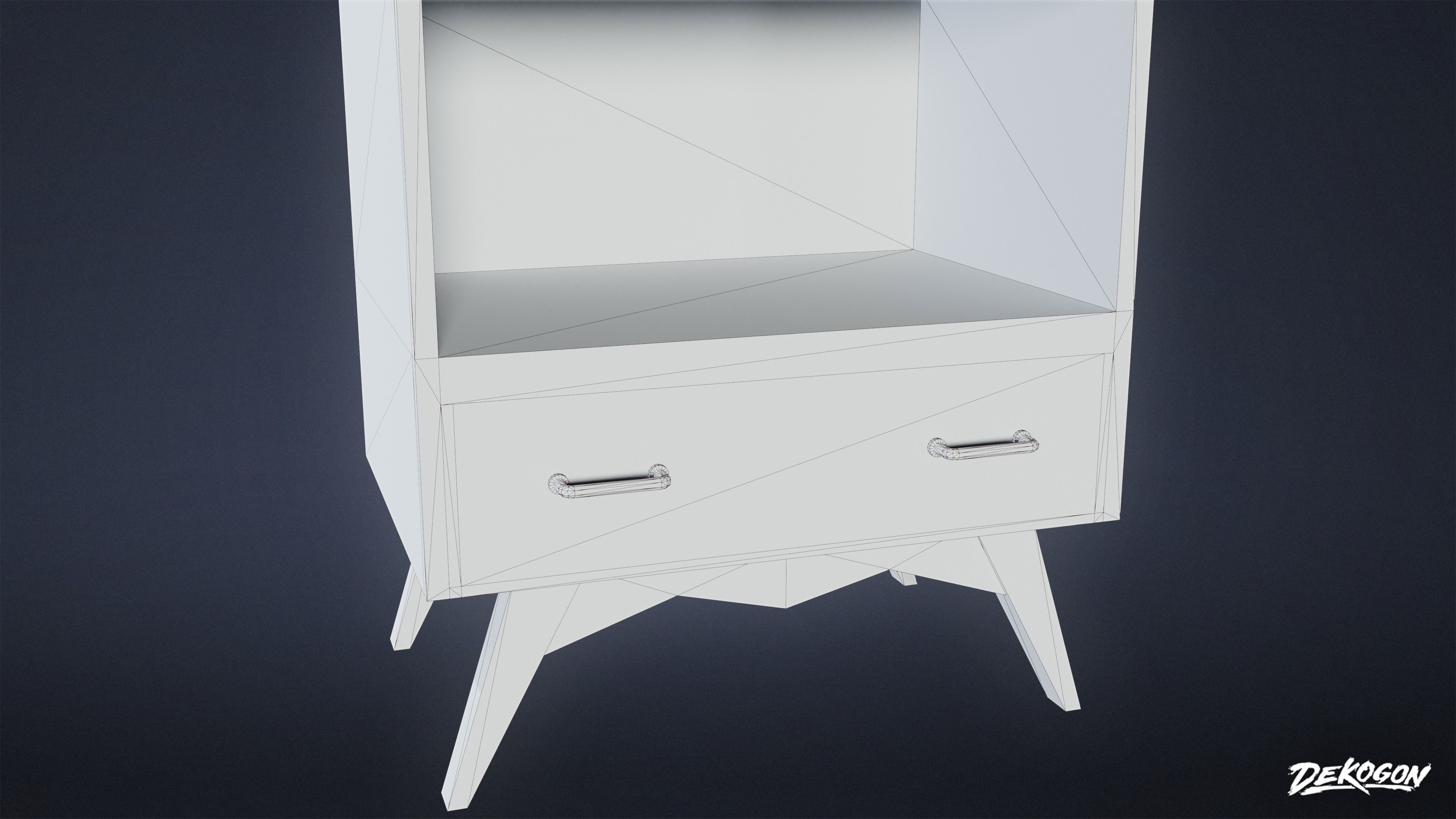 MIDCENTURY - Shelf 02 - LOW POLY Low-poly 3D model_7