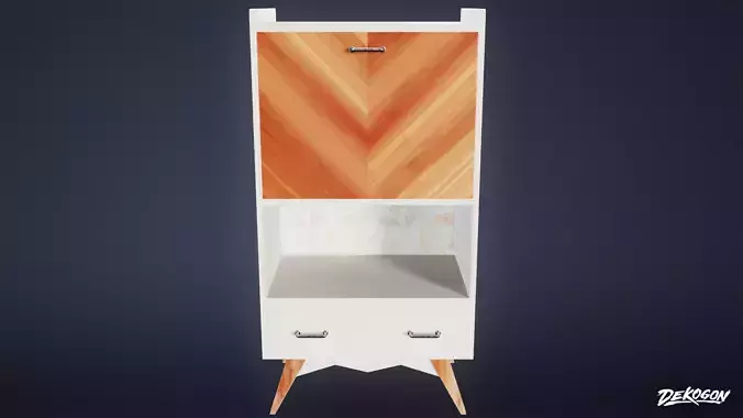 MIDCENTURY - Shelf 02 - LOW POLY Low-poly 3D model