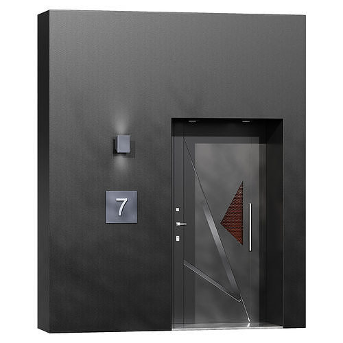 Modern entrance door Low-poly 3D model