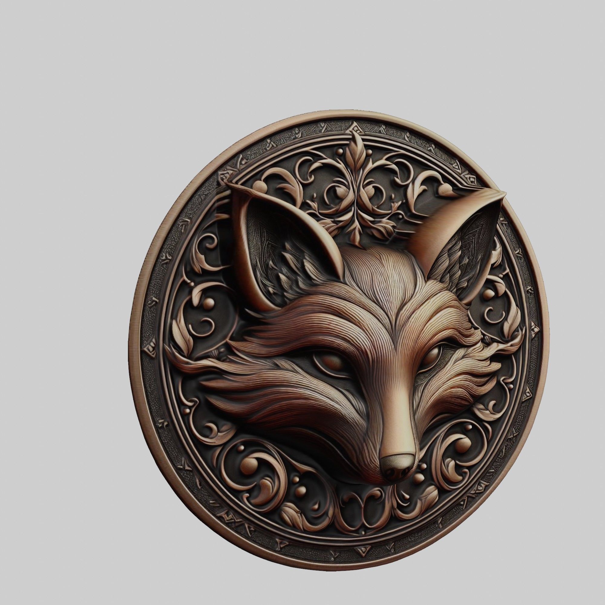 Fox Animal Fox Animal Medallion  3D print model_1