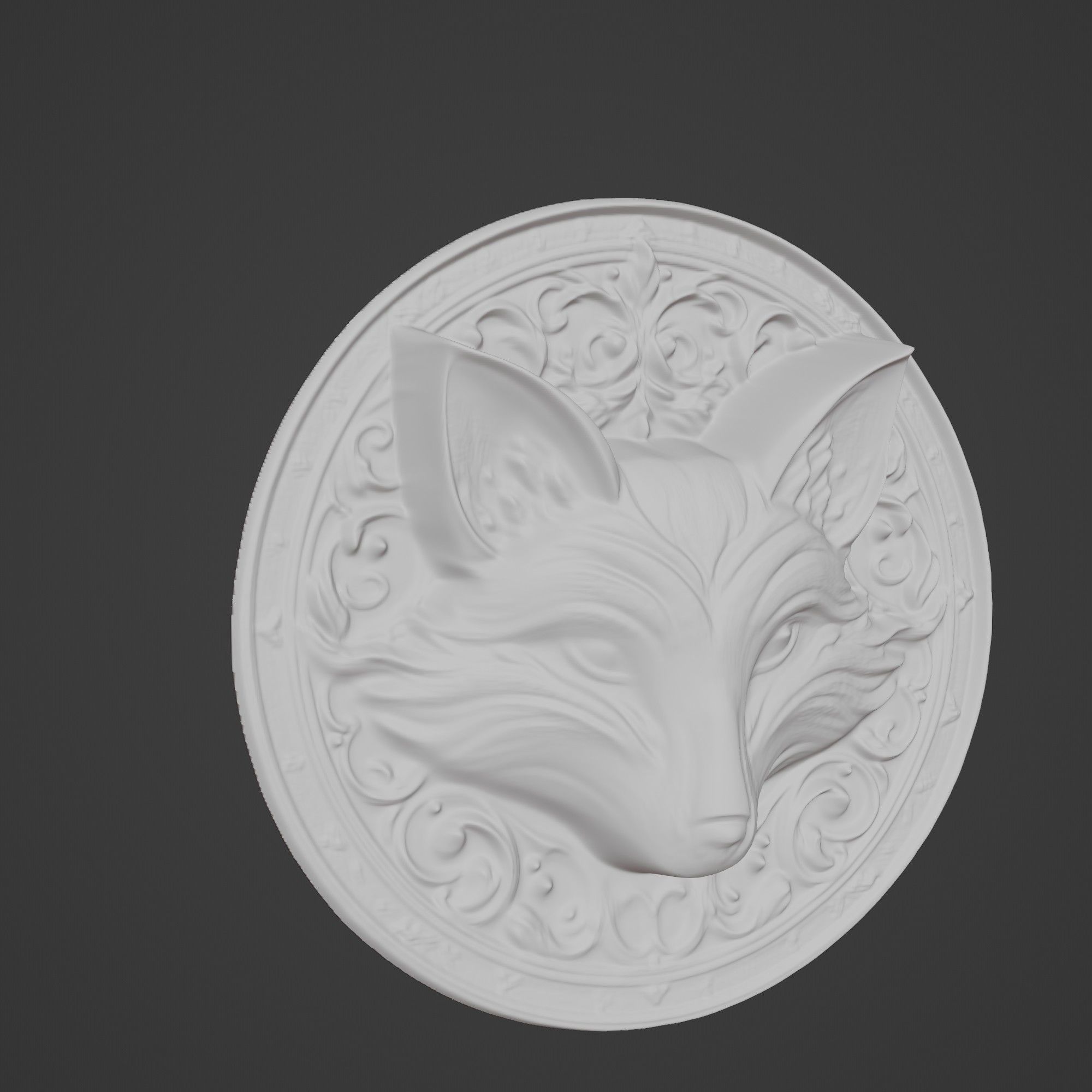 Fox Animal Fox Animal Medallion  3D print model_3