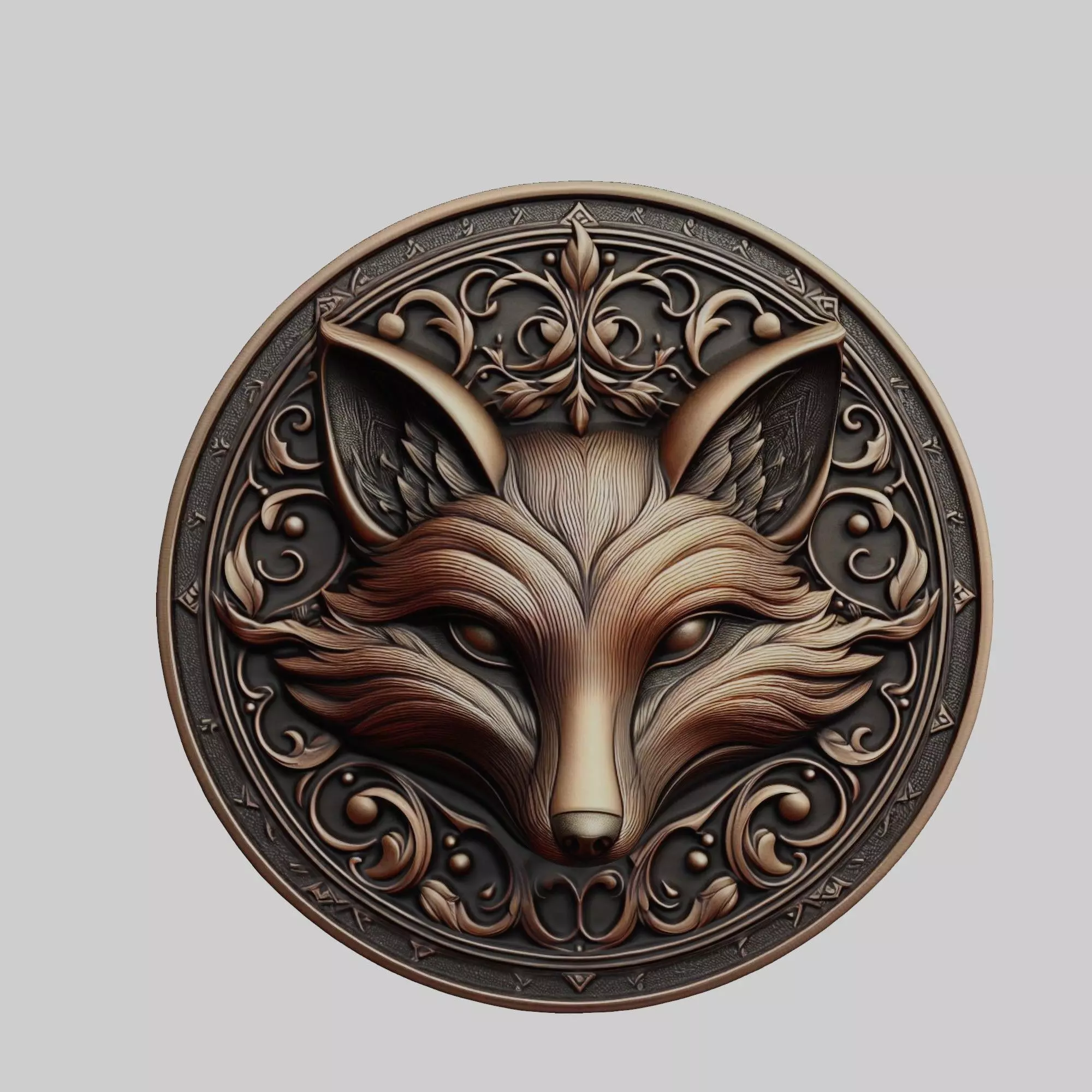 Fox Animal Fox Animal Medallion  3D print model_0