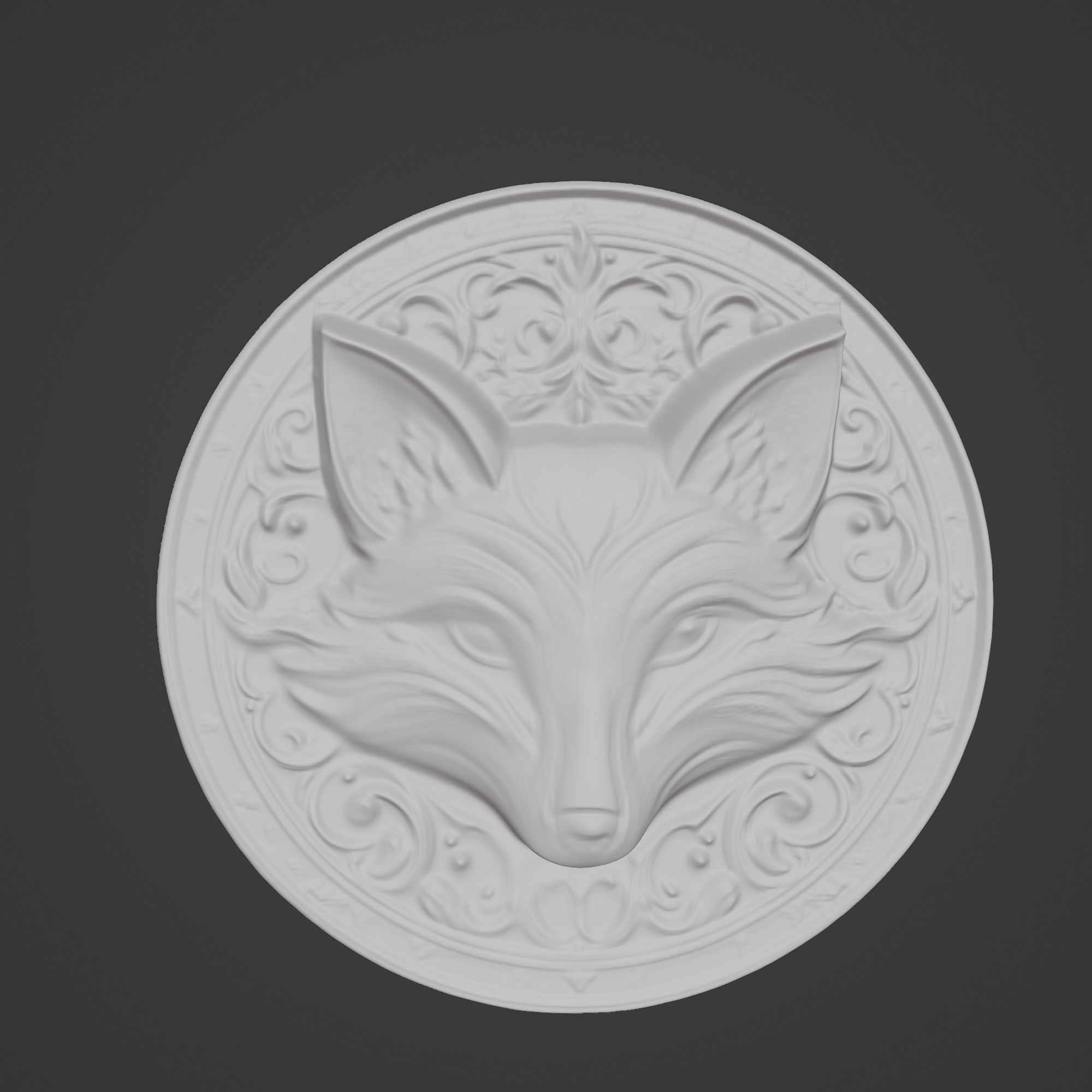Fox Animal Fox Animal Medallion  3D print model_2